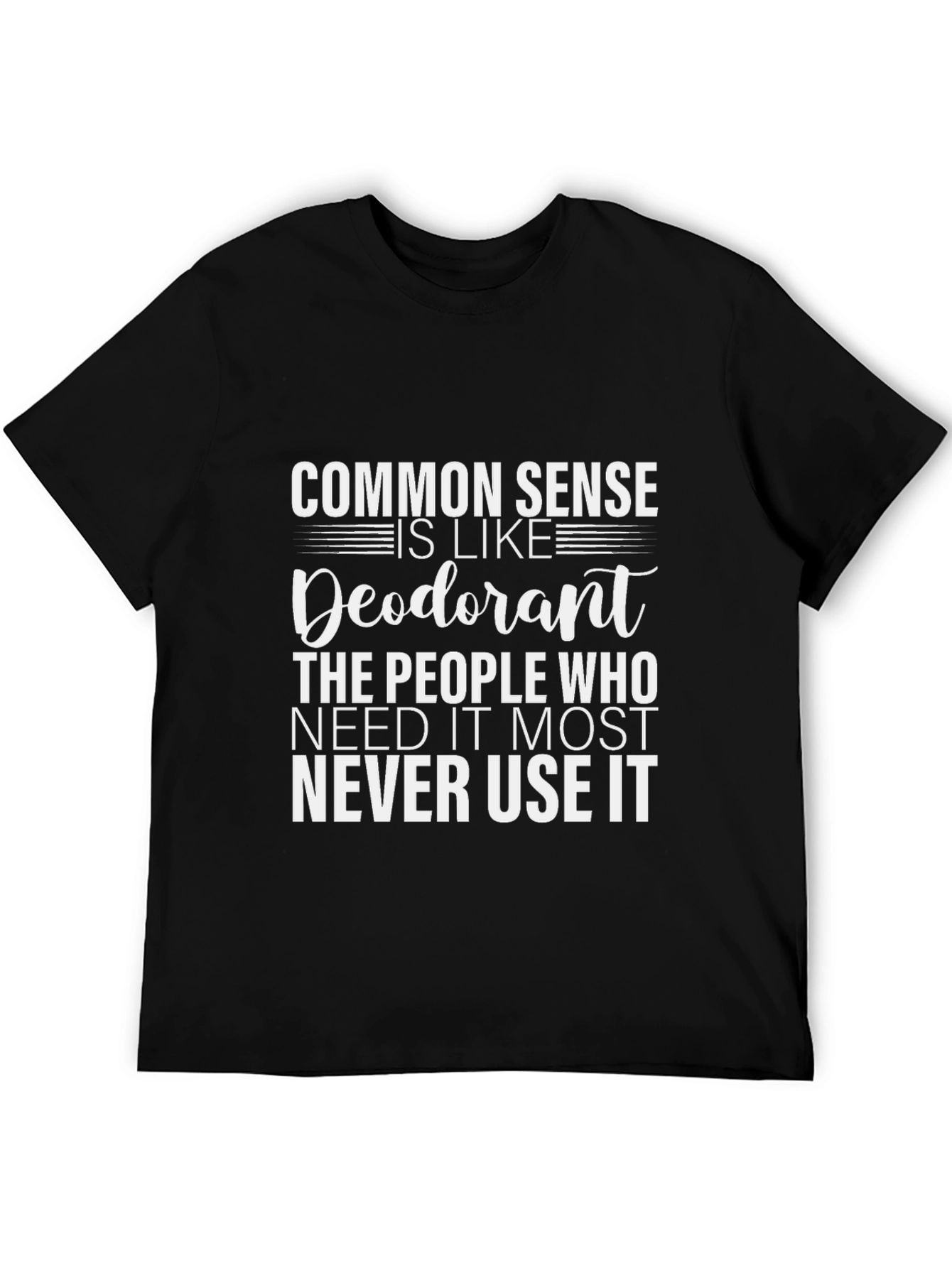 Black Humorous Common Sense Graphic Tee view 5