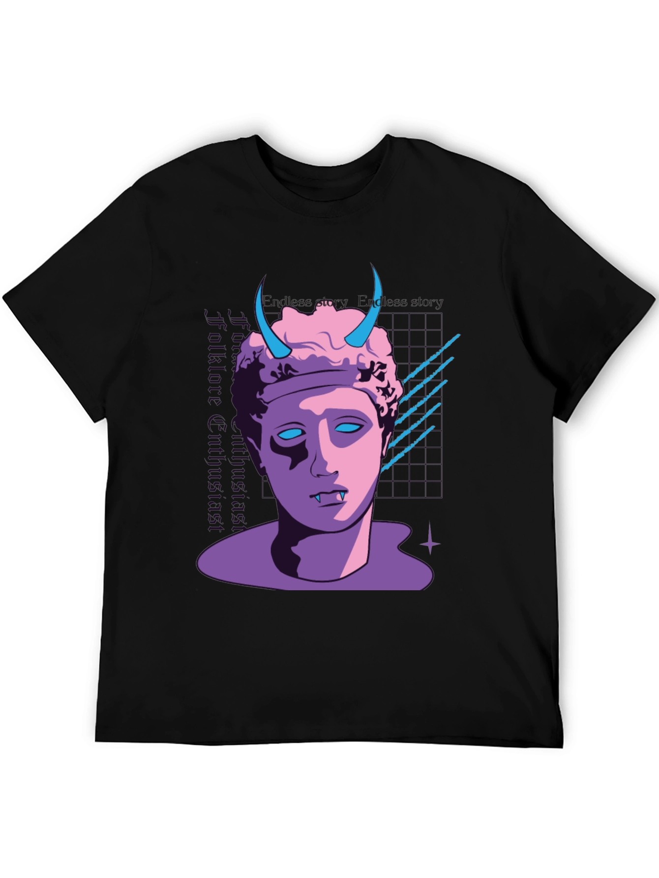 Black Vaporwave Vampire T-Shirt - Black view 5