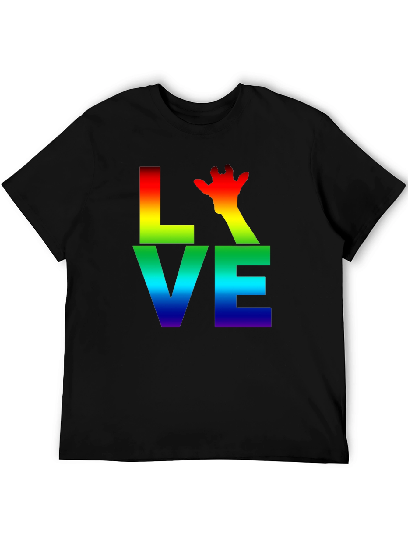 Black Rainbow LOVE Giraffe Graphic T-Shirt view 5