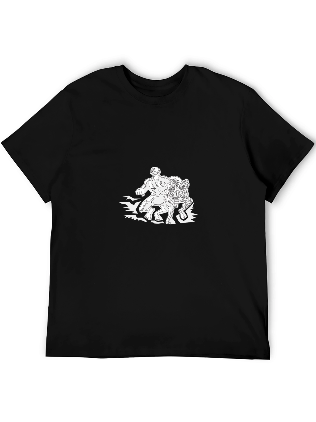 Black Graphic Tee: Cartoon Figures view 5
