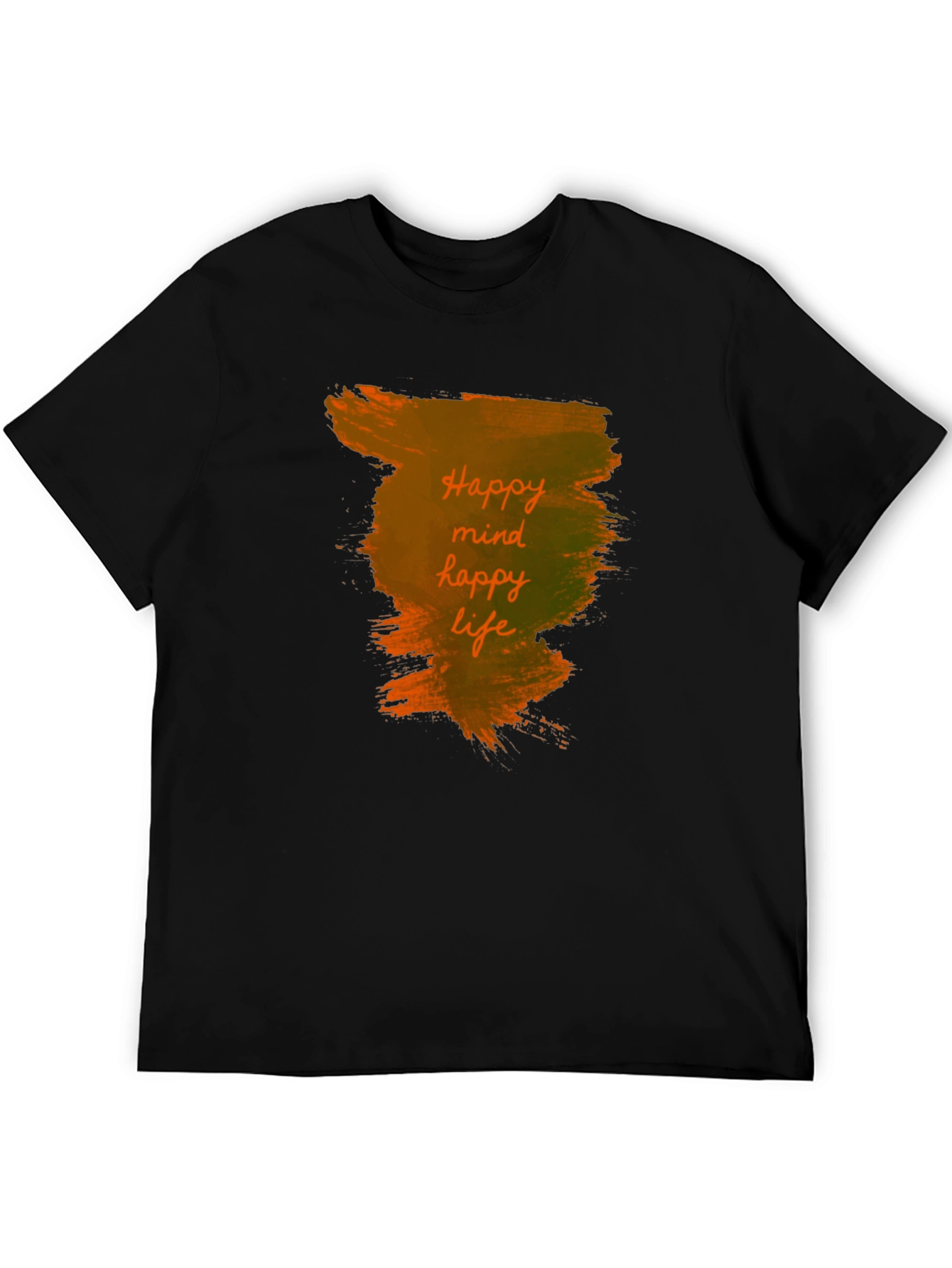 Black Happy Mind, Happy Life Black T-Shirt view 5