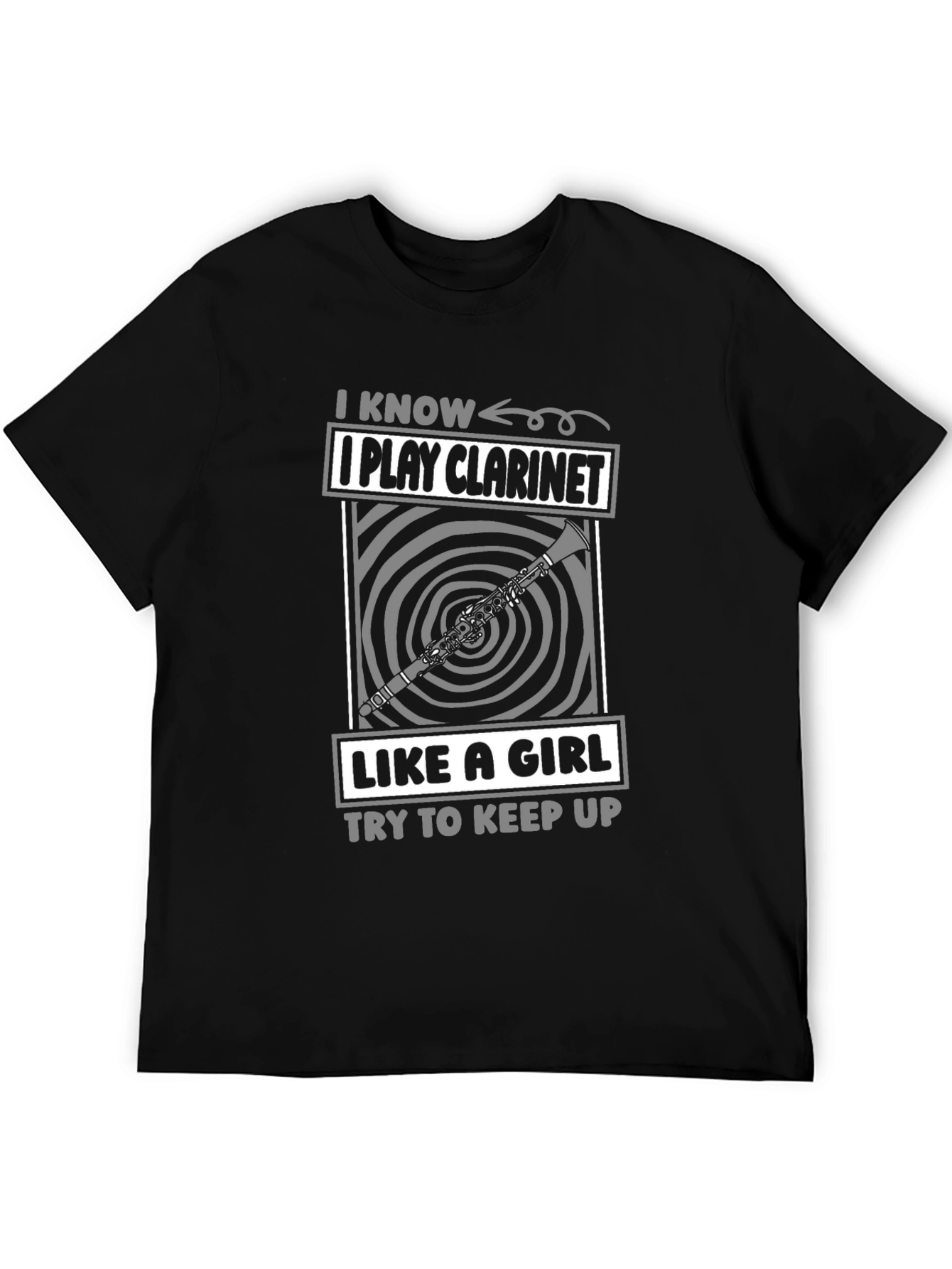 Black I Know I Play Clarinet Like a Girl T-Shirt view 5