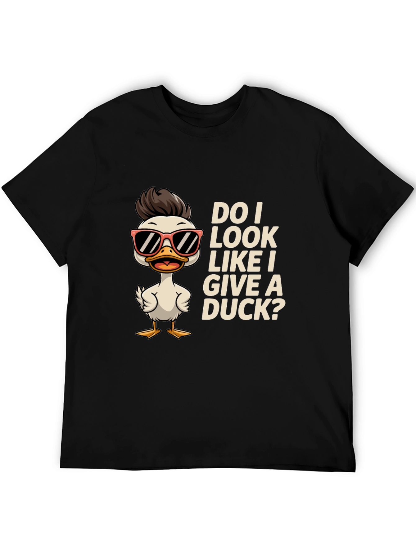 Black Funny Duck Graphic T-Shirt - "Do I Look Like I Give a Duck?" view 5
