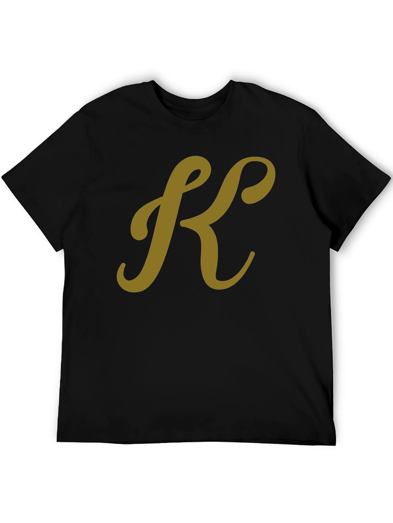 Stylish Black T-Shirt with Gold "K" Initial - 5