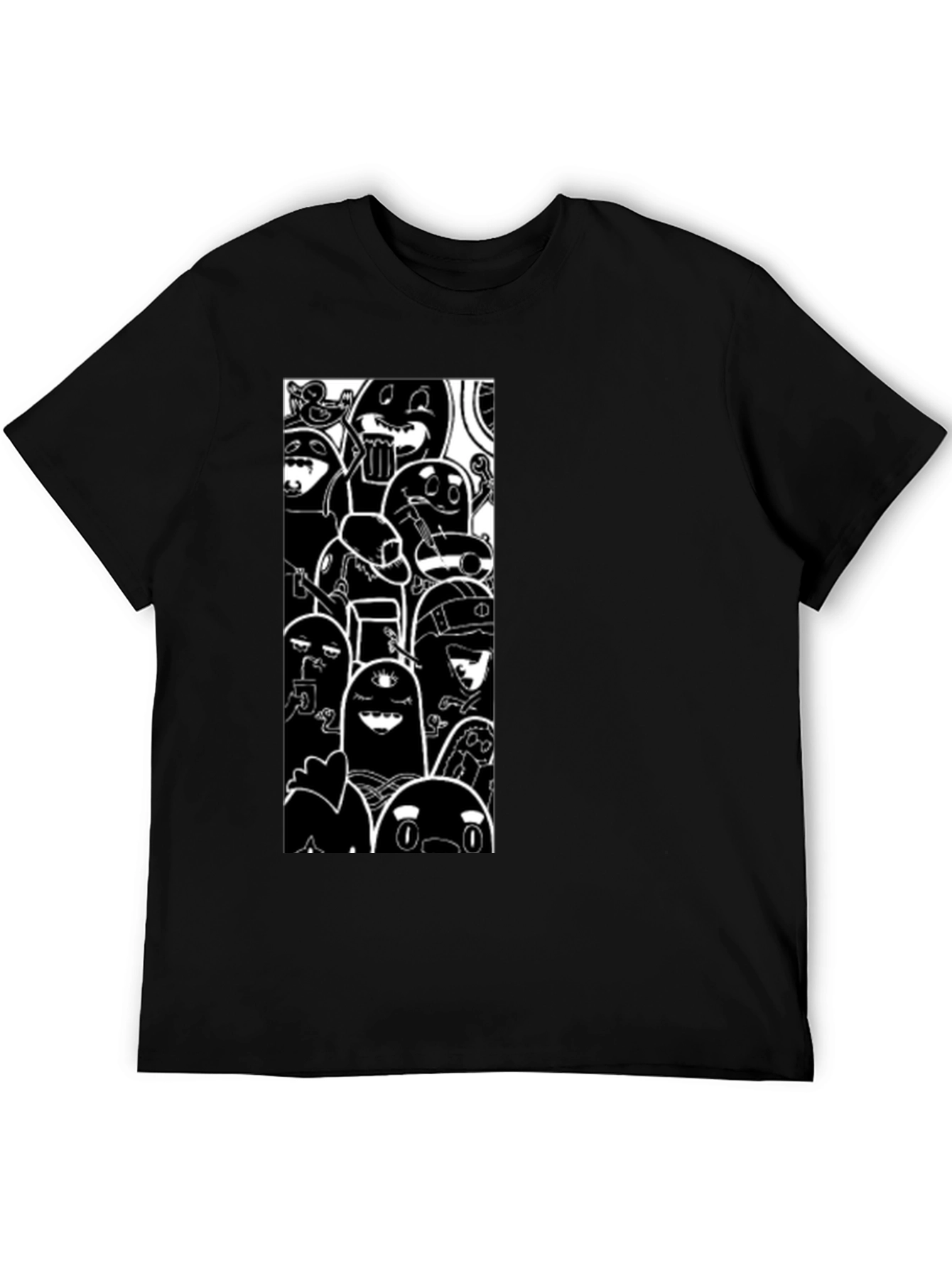 Black Cartoon Character Graphic Print Black T-Shirt view 5