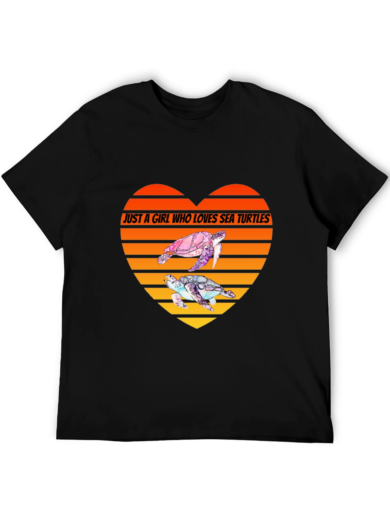Black Sea Turtle Lover Heart T-Shirt view 5