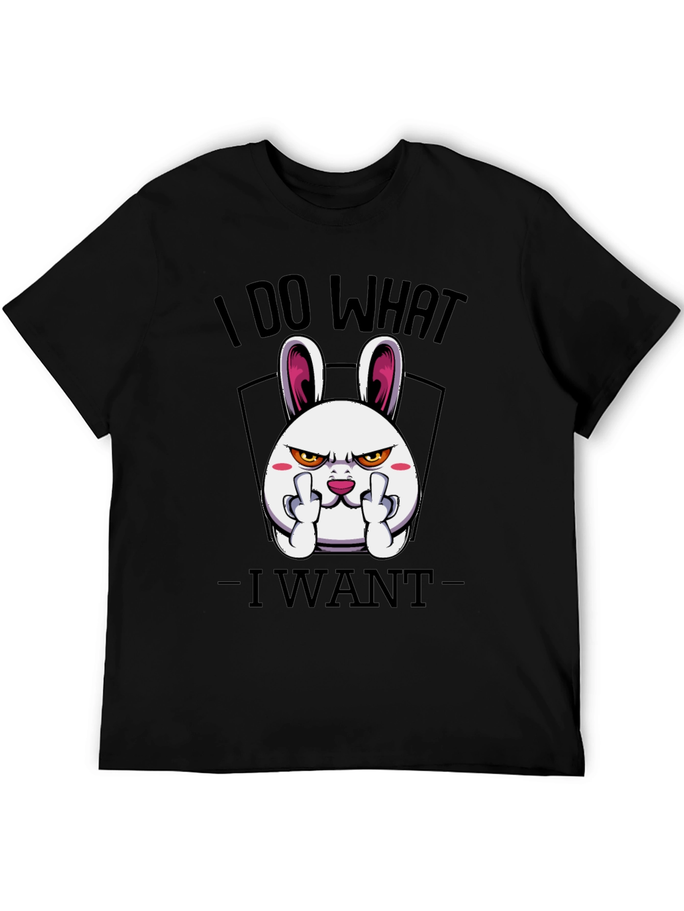 Black I Do What I Want Funny Bunny Graphic Tee view 5
