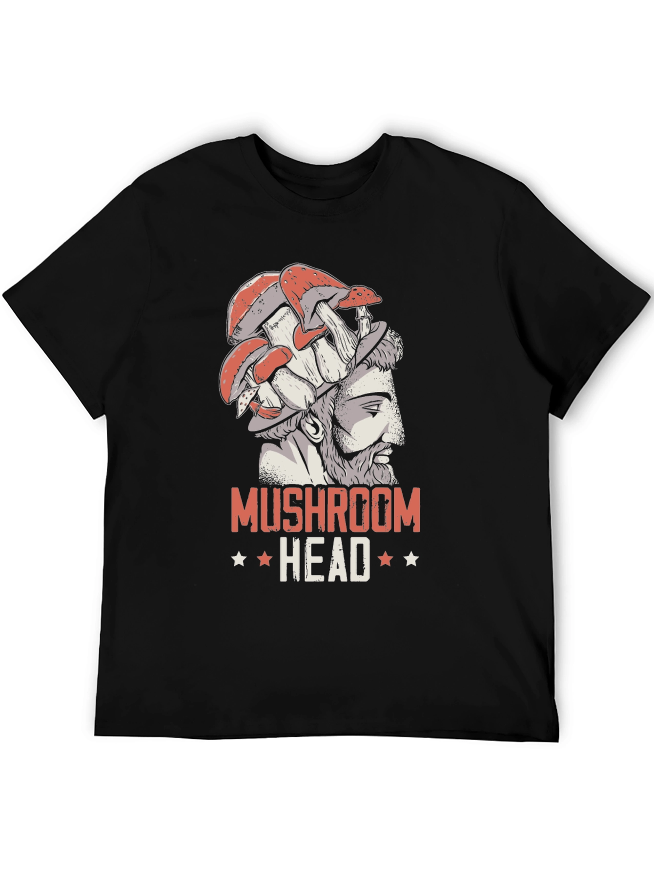 Black Mushroom Head T-Shirt - Unique Graphic Tee view 5