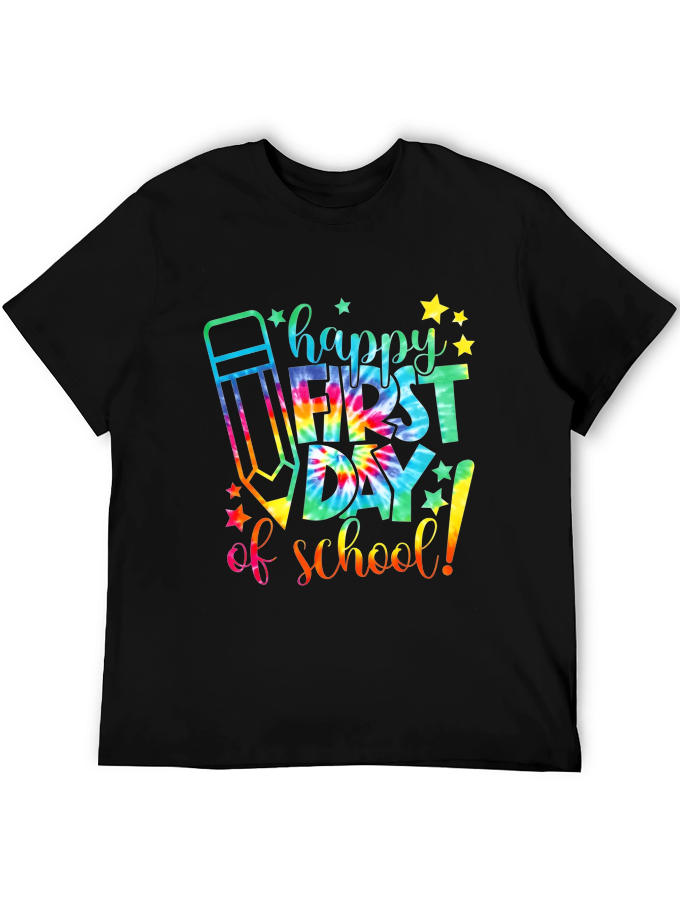 Black Happy First Day of School Tie Dye T-Shirt view 5
