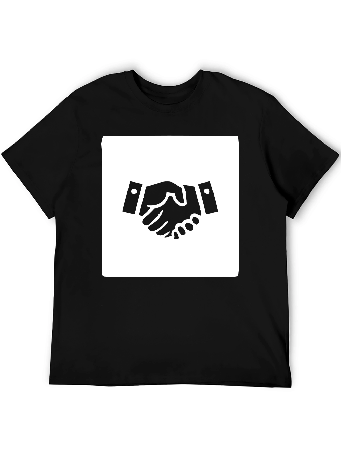 Black Handshake Graphic Tee - Black Cotton Blend Casual Shirt view 5