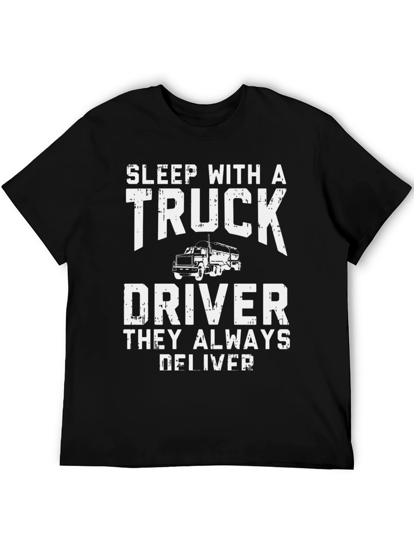 Black Truck Driver T-Shirt - Sleep With A Trucker view 5