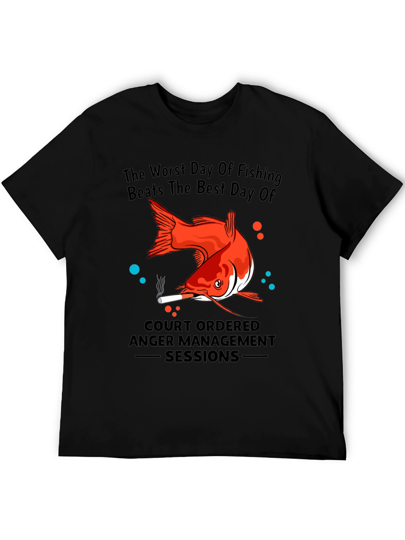 Black Fishing Humor T-Shirt: Worst Day Beats Best Day view 5