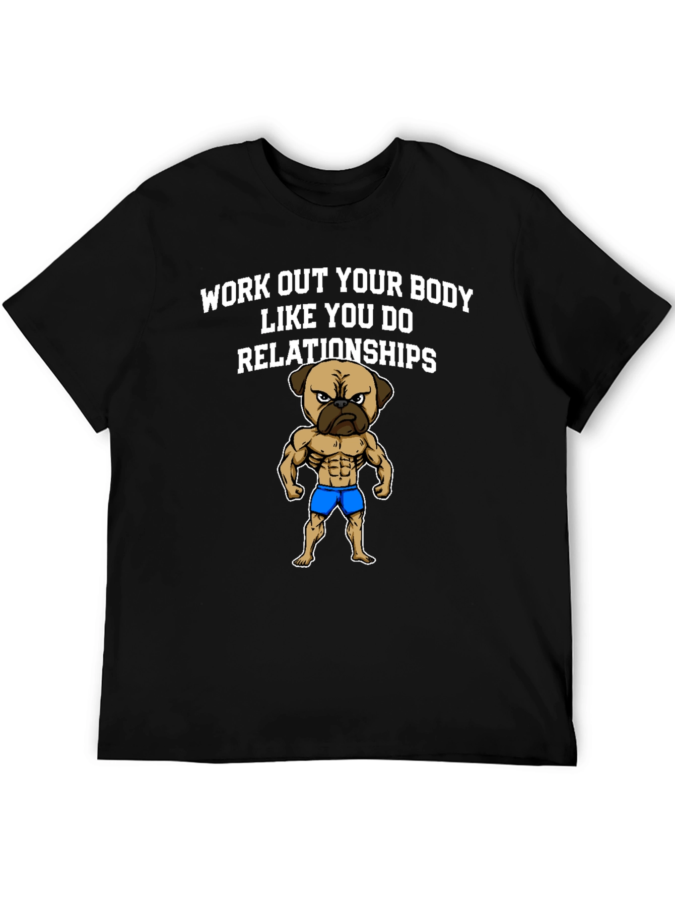 Black Workout Pug T-Shirt Funny Gym Tee view 5