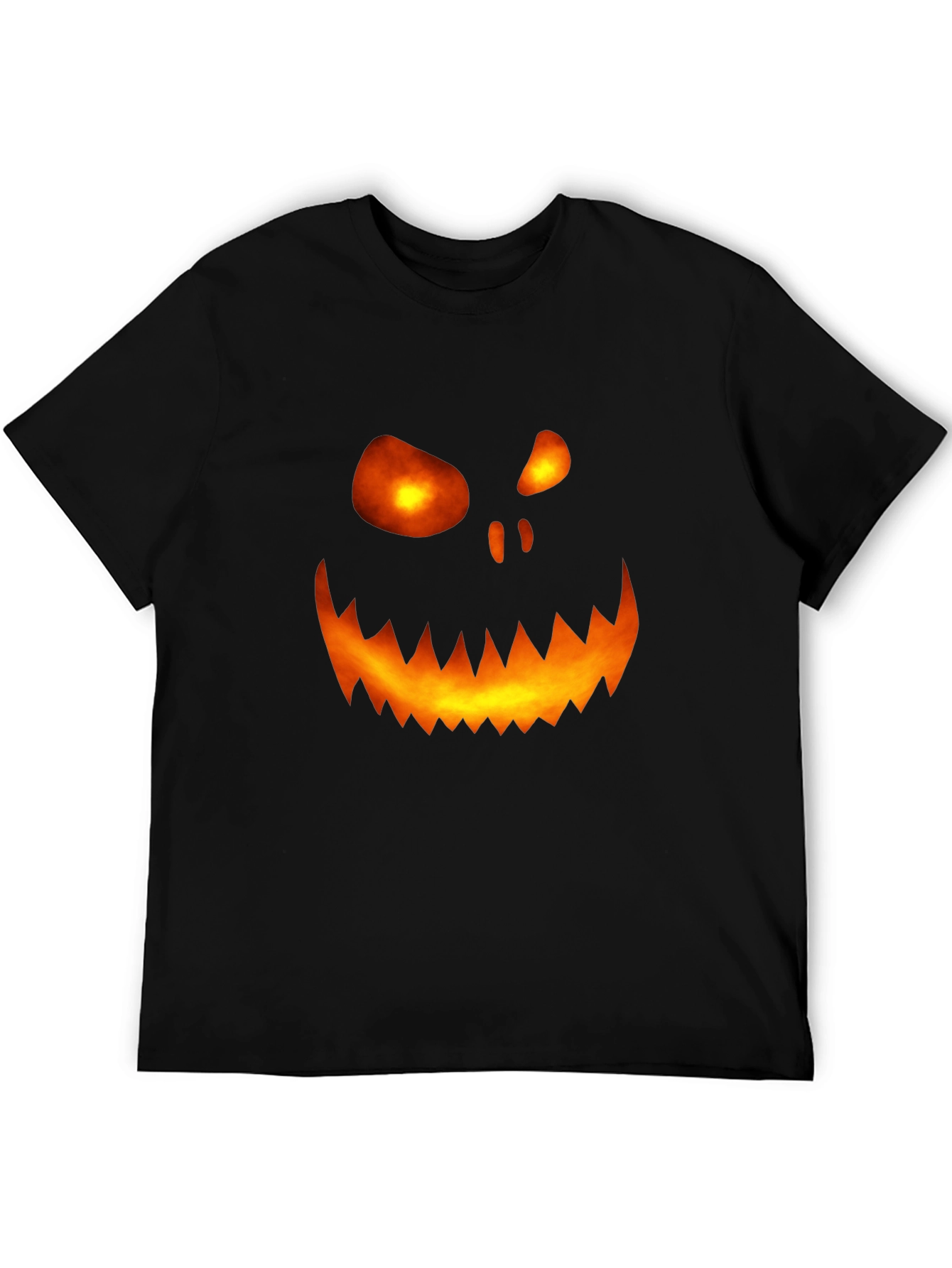 Black Halloween Pumpkin Face Graphic Tee - Scary Spooky Shirt view 5