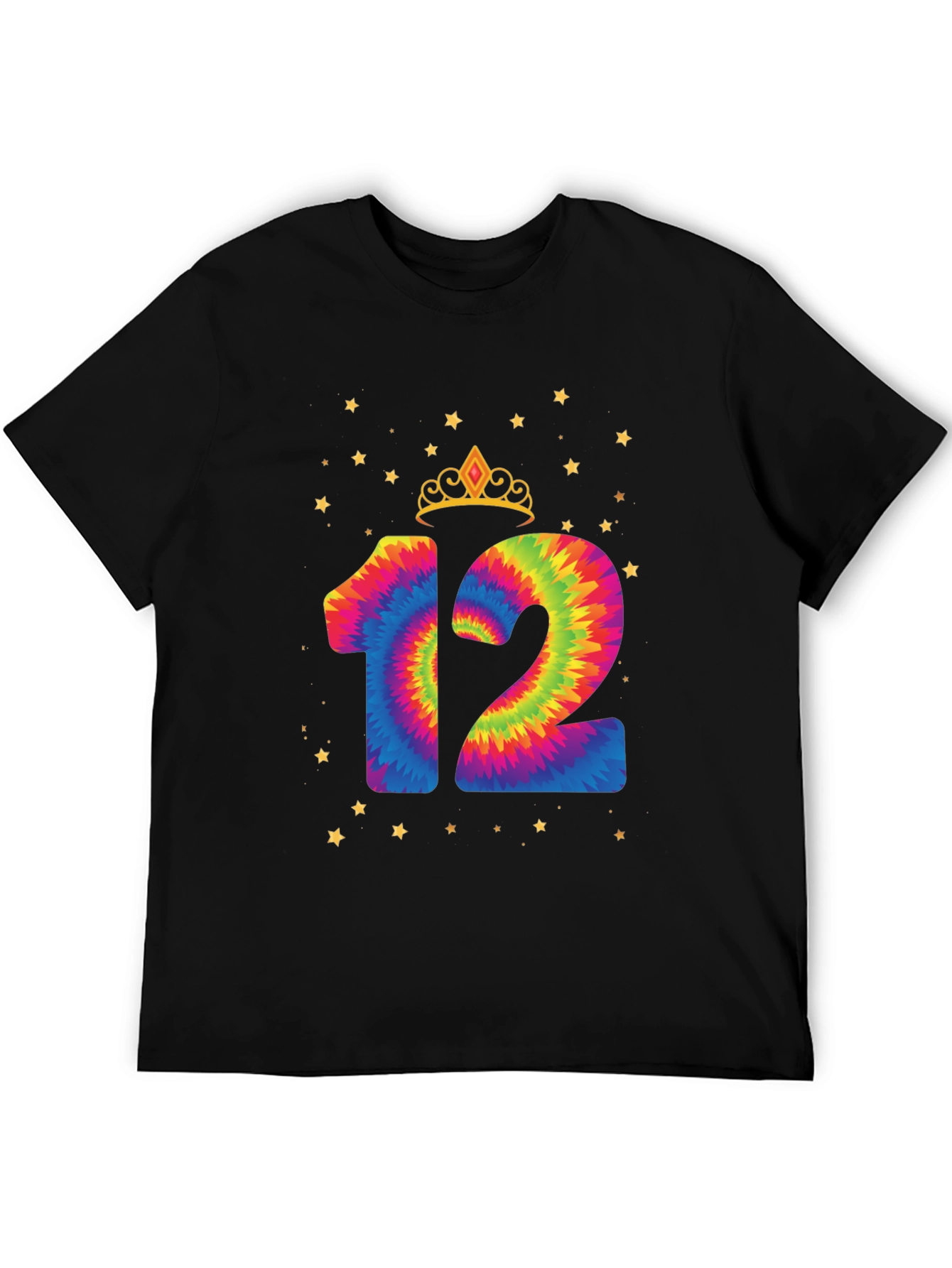 Black Tie Dye 12th Birthday Tee view 5