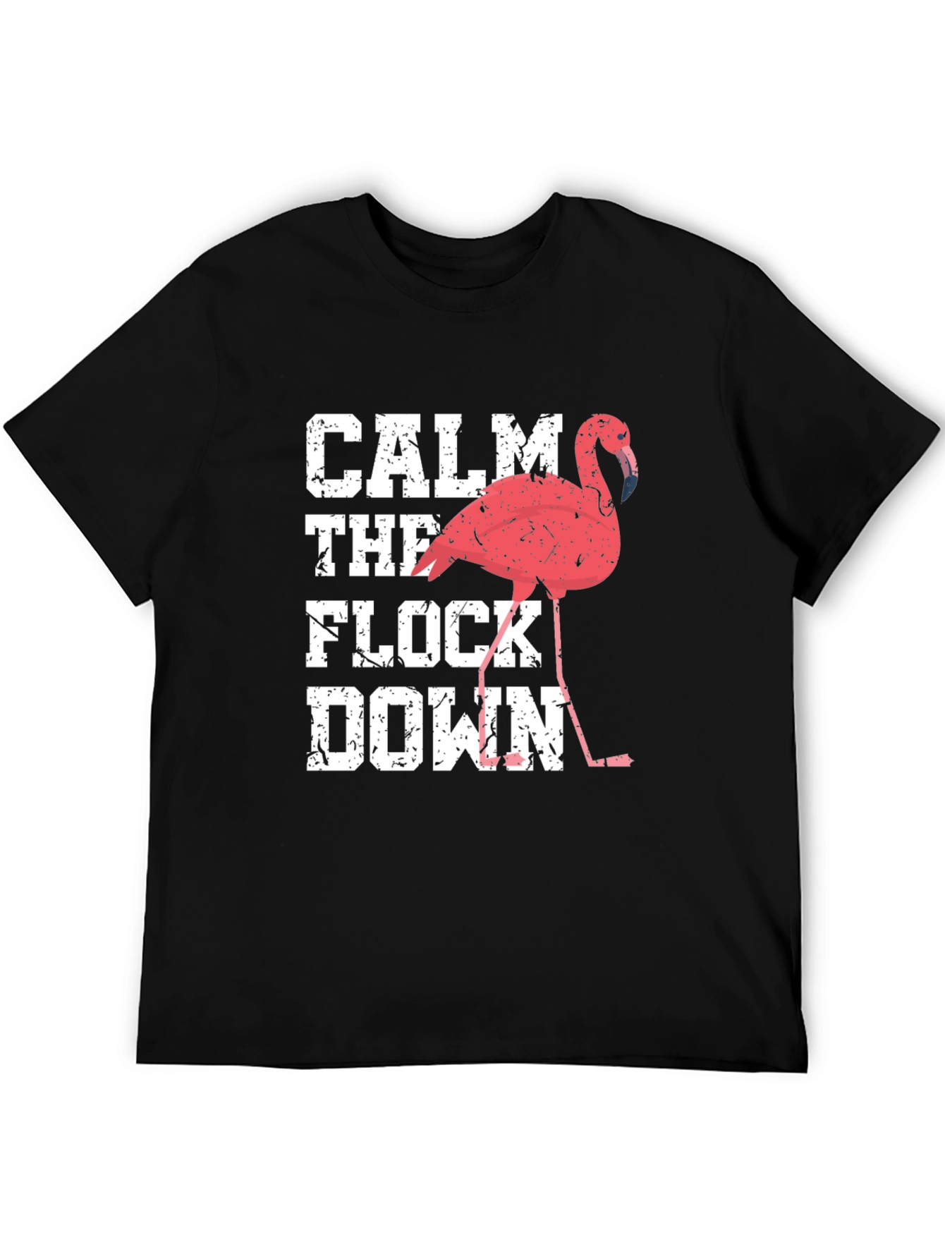 Black Calm The Flock Down Flamingo Graphic Tee view 5