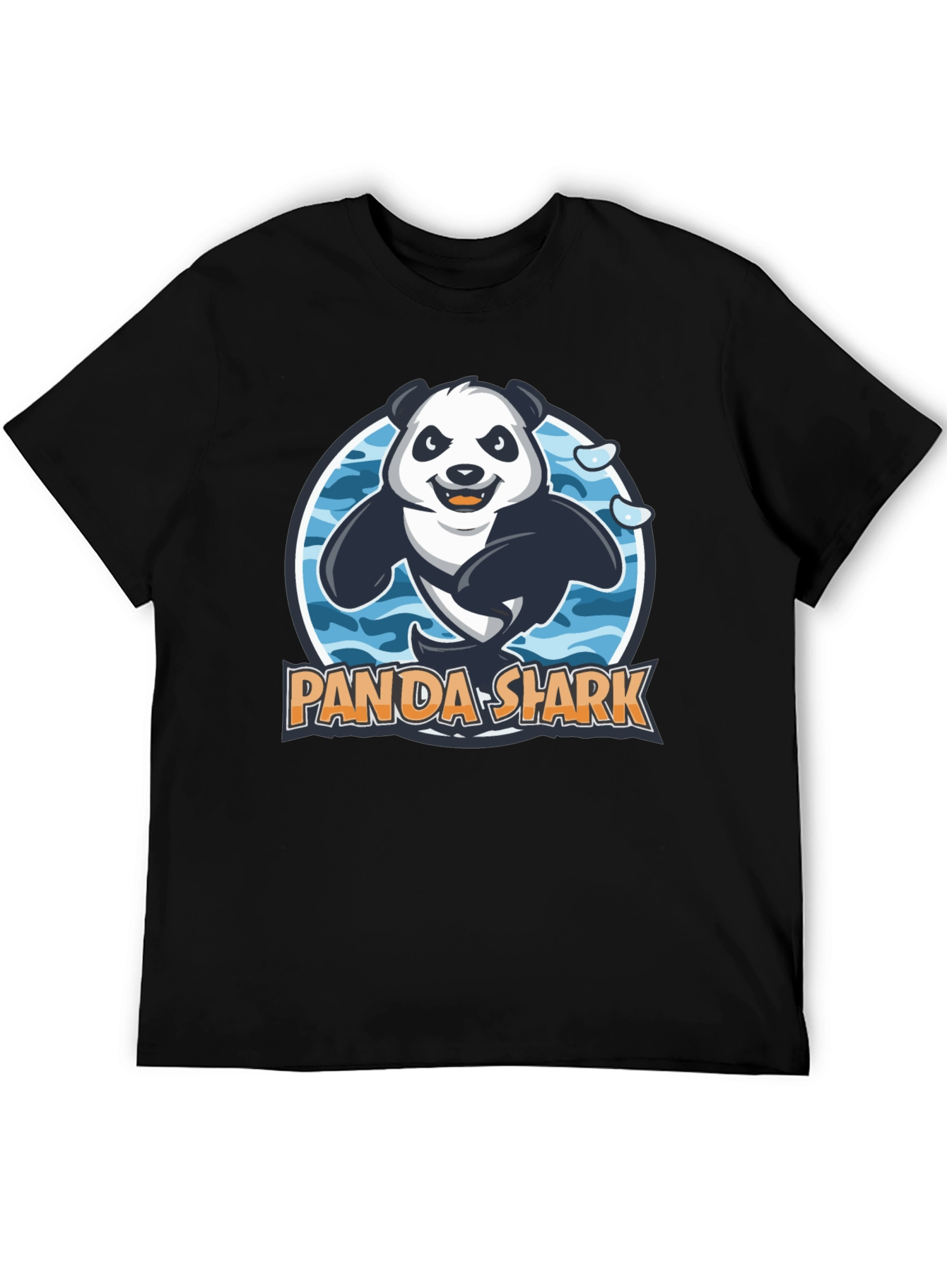 Black Panda Shark Graphic T-Shirt - Black Cotton Tee view 5