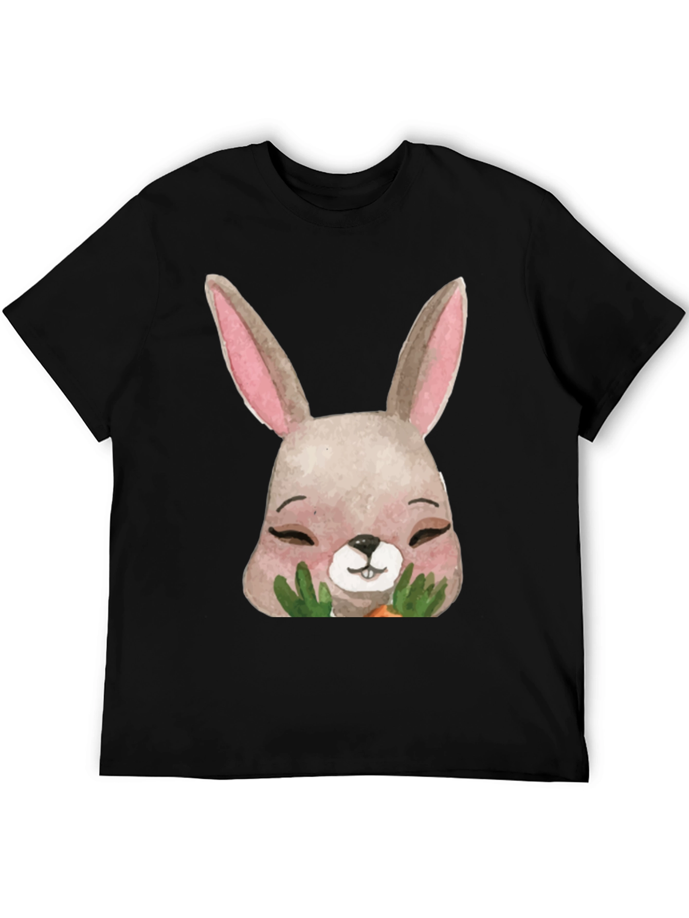 Black Cute Bunny Graphic T-Shirt - Unisex Black Tee view 5
