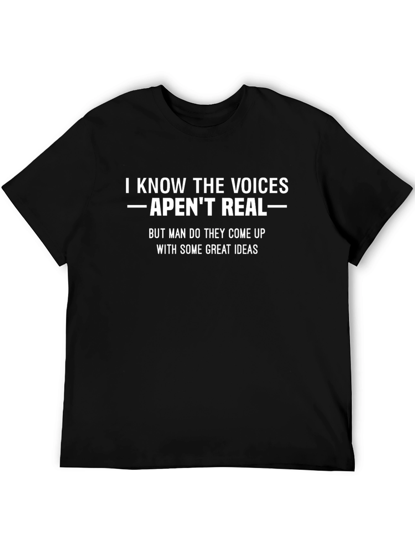 Black I Know The Voices Funny Graphic Tee view 5