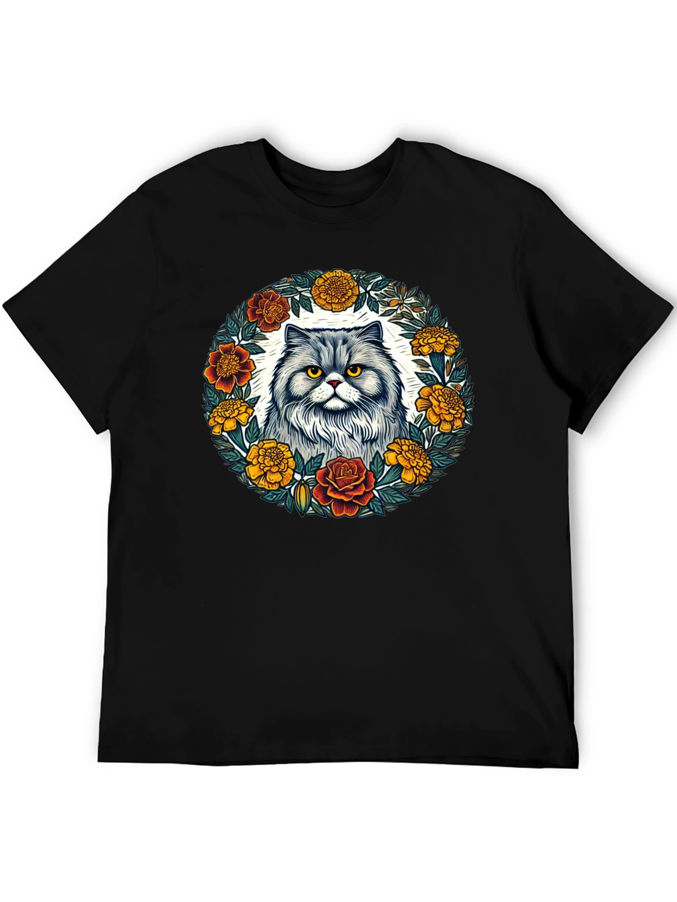 Black Cat & Floral Wreath Graphic Tee view 5