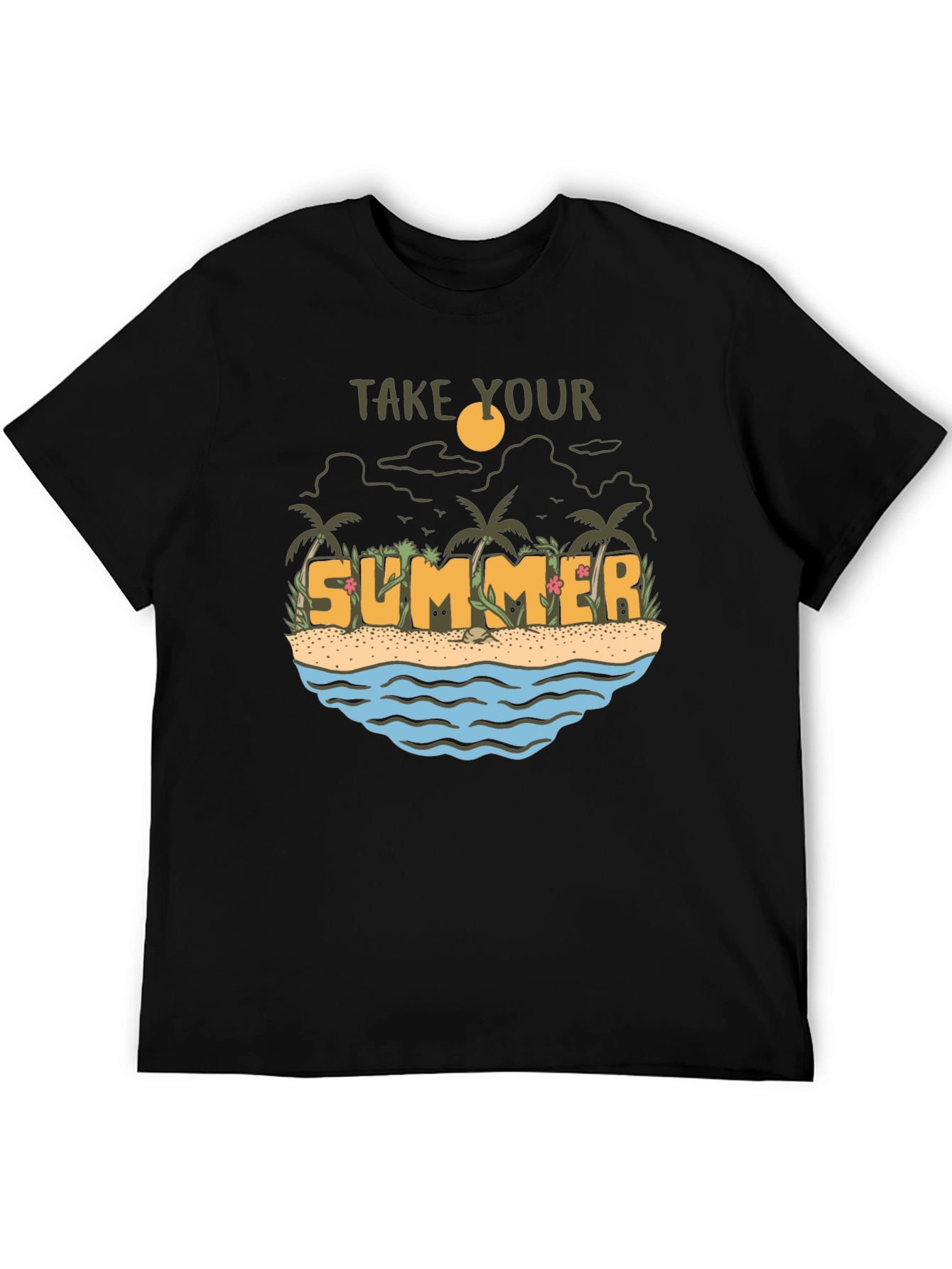Black Summer Beach Graphic Tee view 5