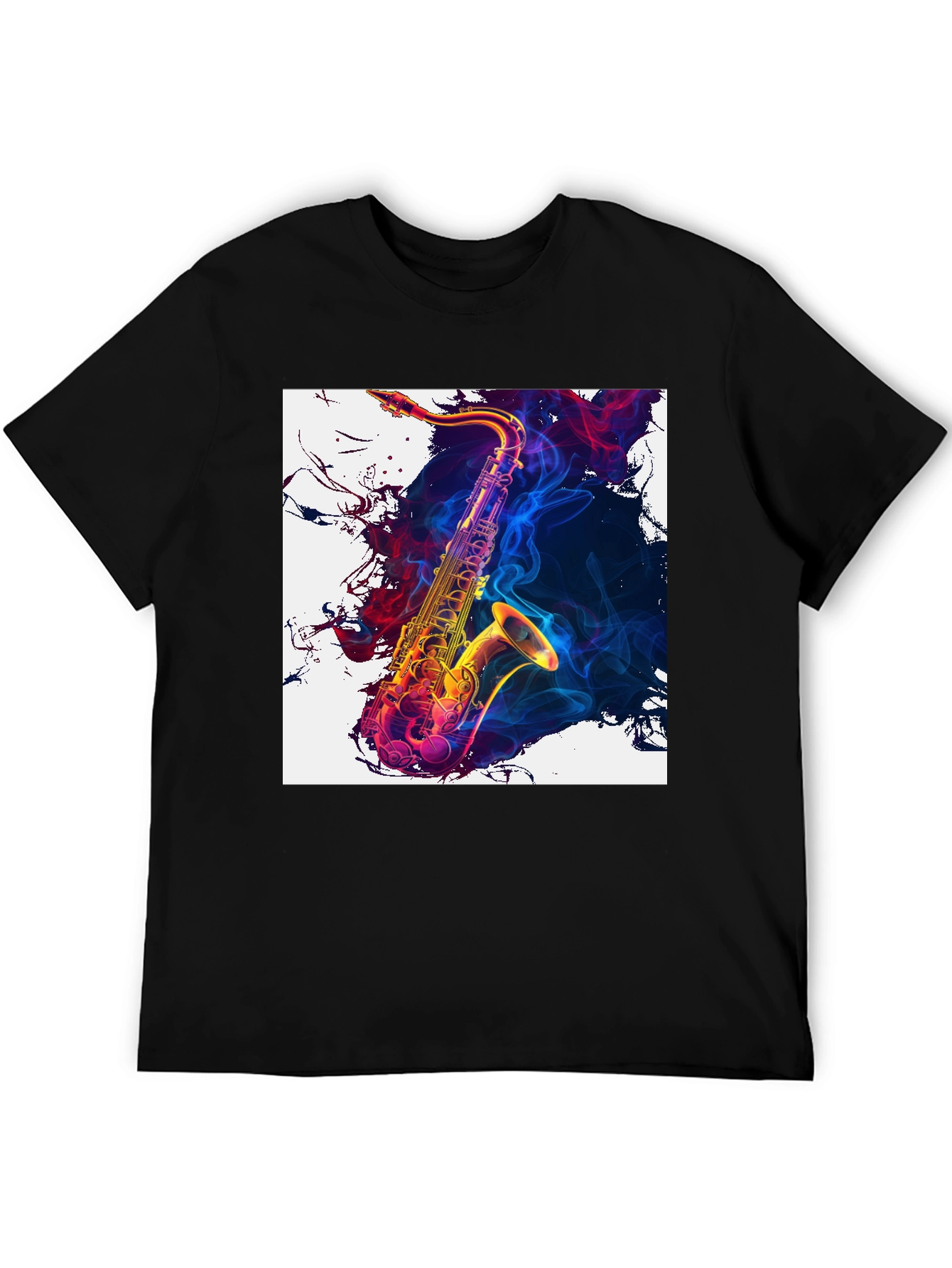 Black Saxophone Art Graphic Tee - Cool Music Lover Shirt view 5