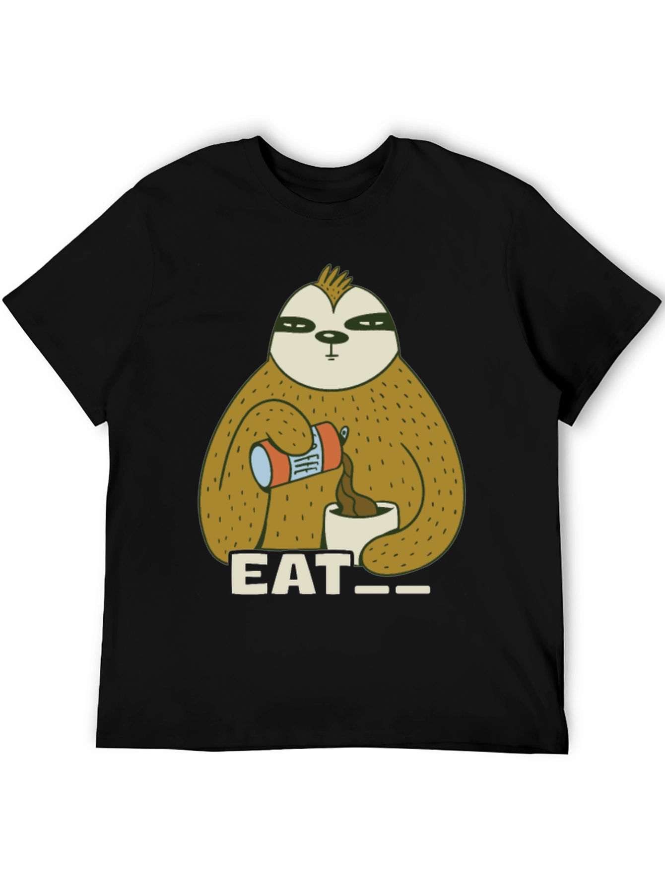 Black Eat Sloth T-Shirt - Funny Coffee Lover Tee view 5