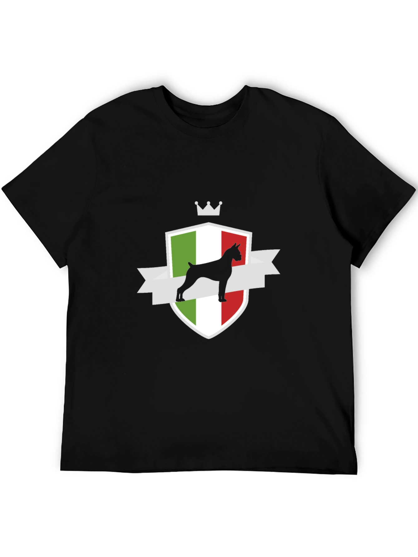 Black Italian Boxer Dog Crest T-Shirt - Black view 5
