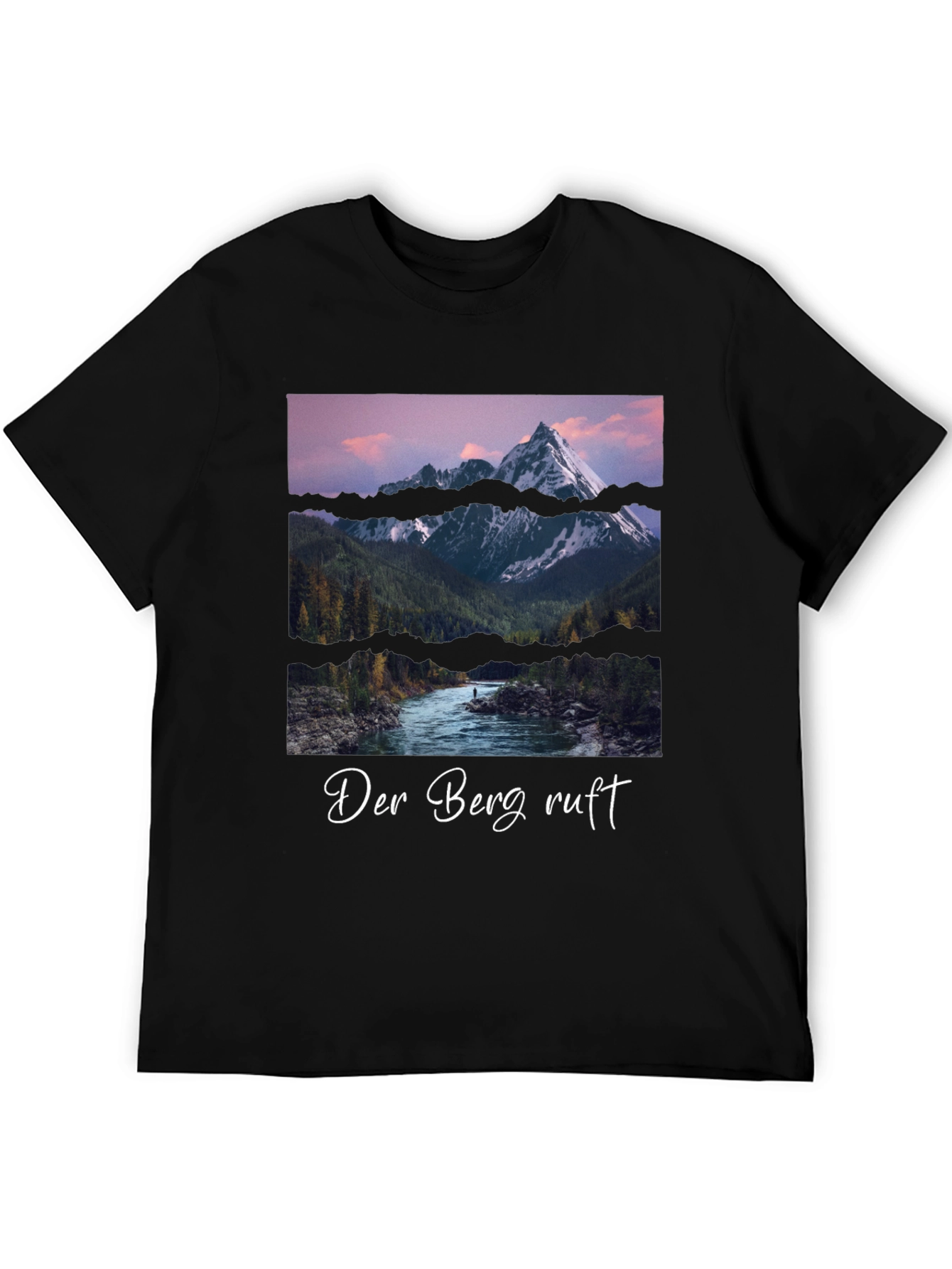 Black Mountain Scene Graphic Tee - Der Berg Ruft Black T-Shirt view 5