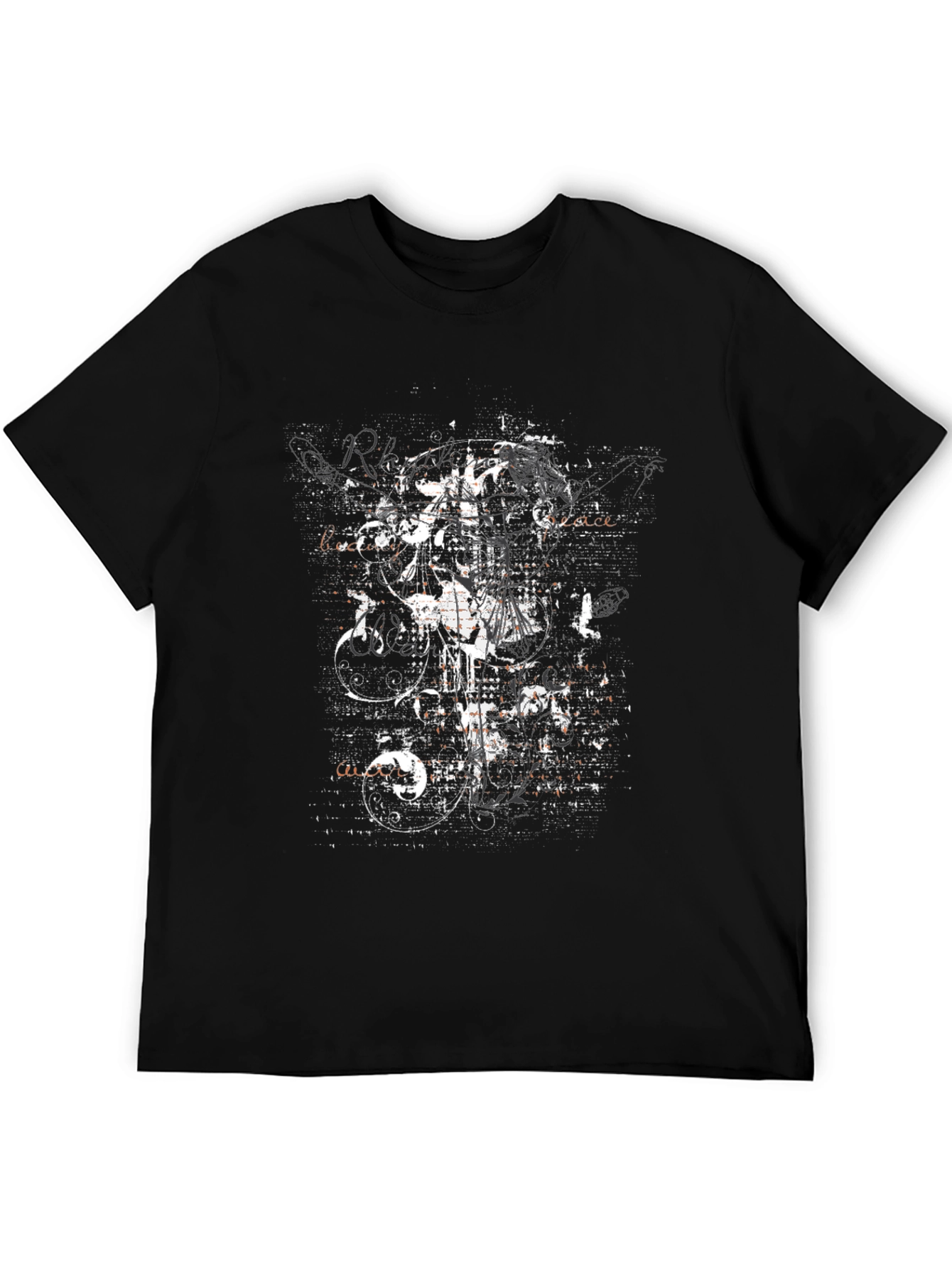 Black Abstract Graphic Print Black T-Shirt view 5