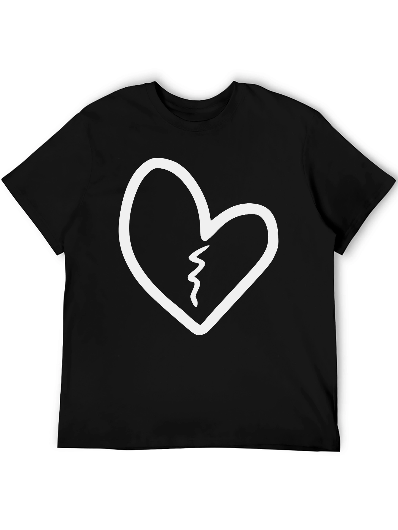 Black Broken Heart Graphic Tee - Black Cotton T-Shirt view 5