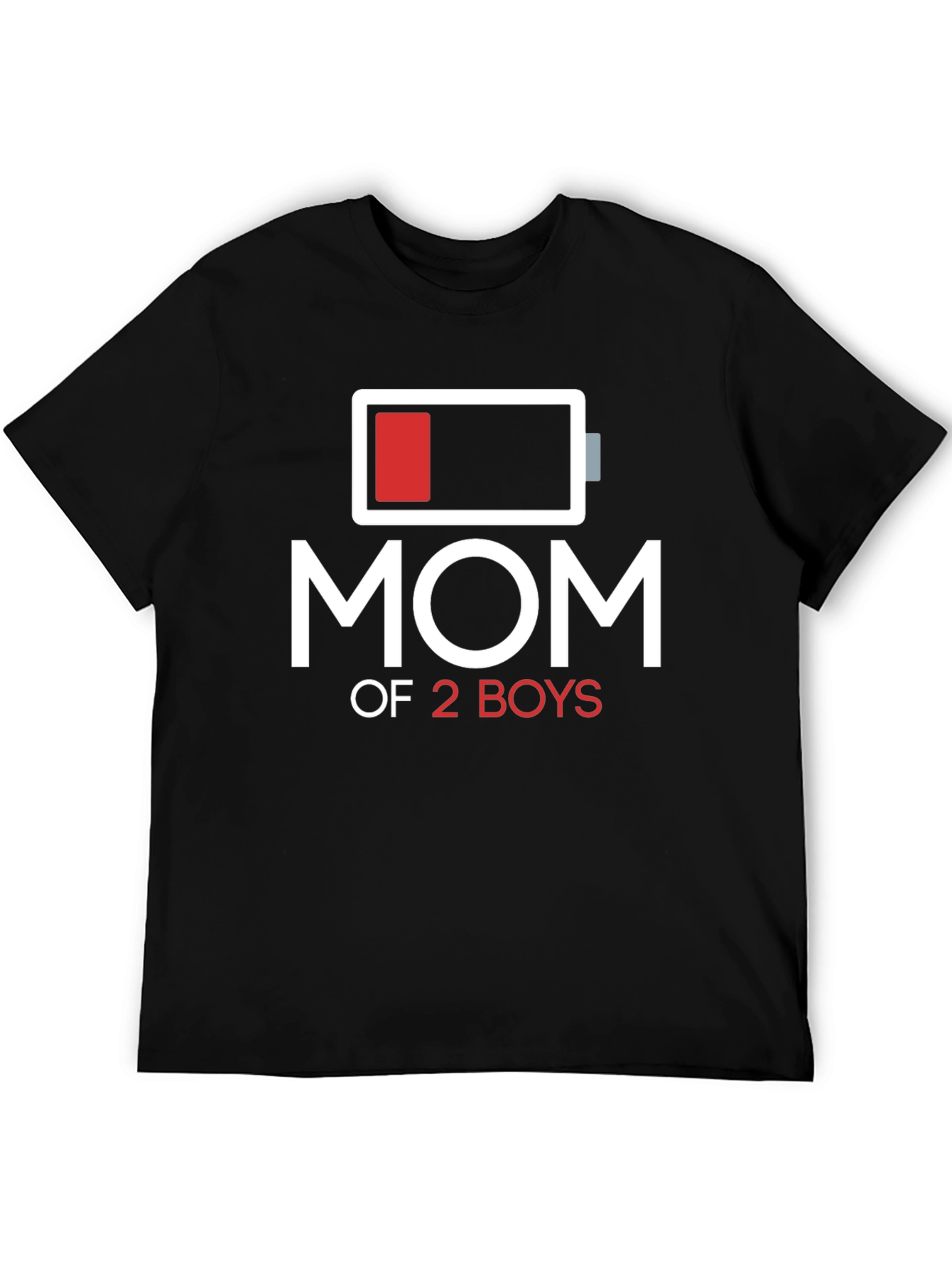 Black Mom of 2 Boys Low Battery T-Shirt view 5