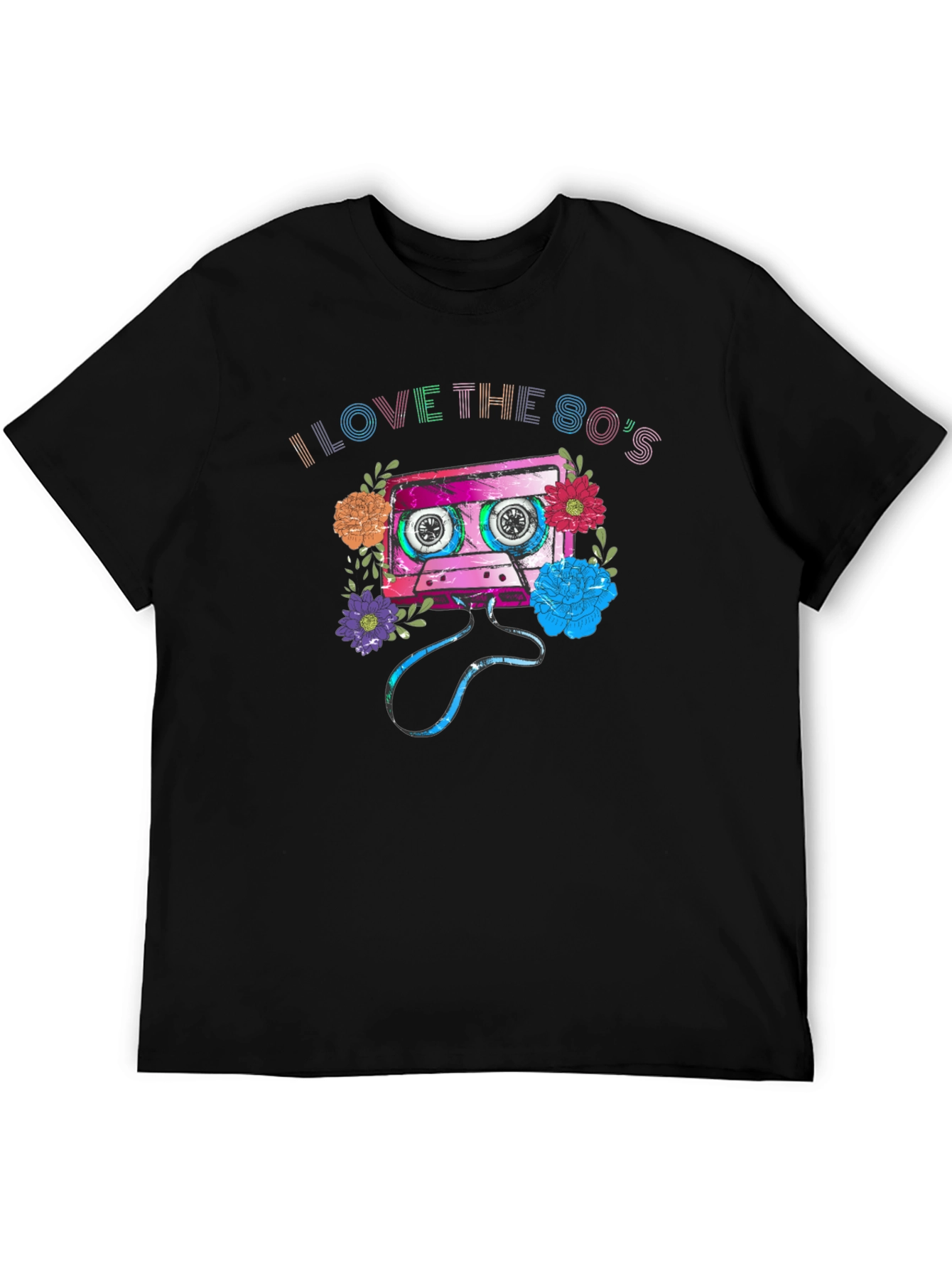 Black I Love the 80s Cassette Tape Graphic T-Shirt view 5