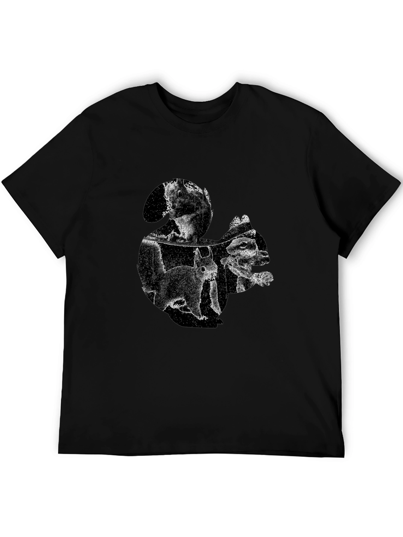 Black Squirrel Silhouette Men's T-Shirt - Black Cotton view 5