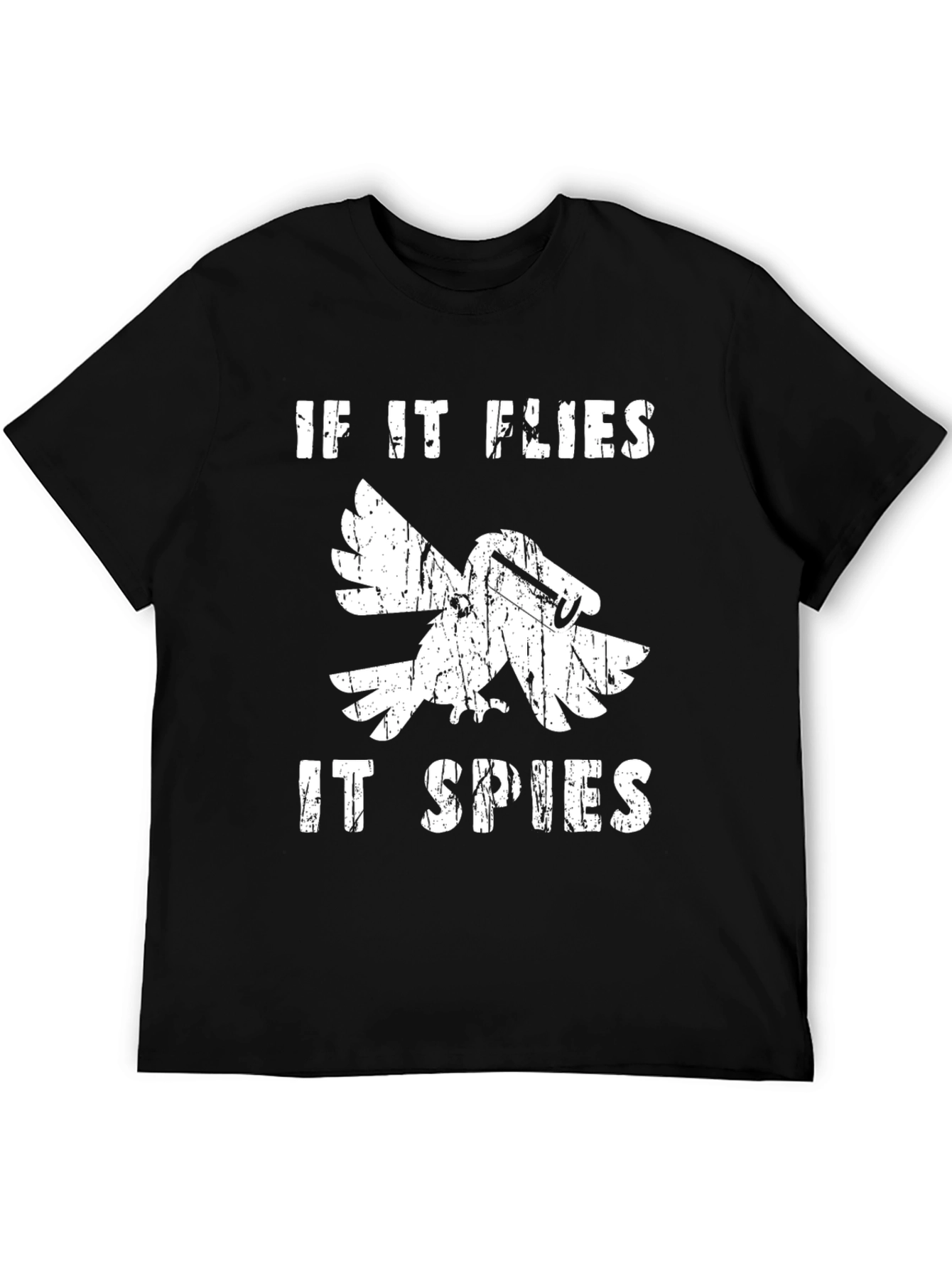 Black If It Flies It Spies T-Shirt view 5