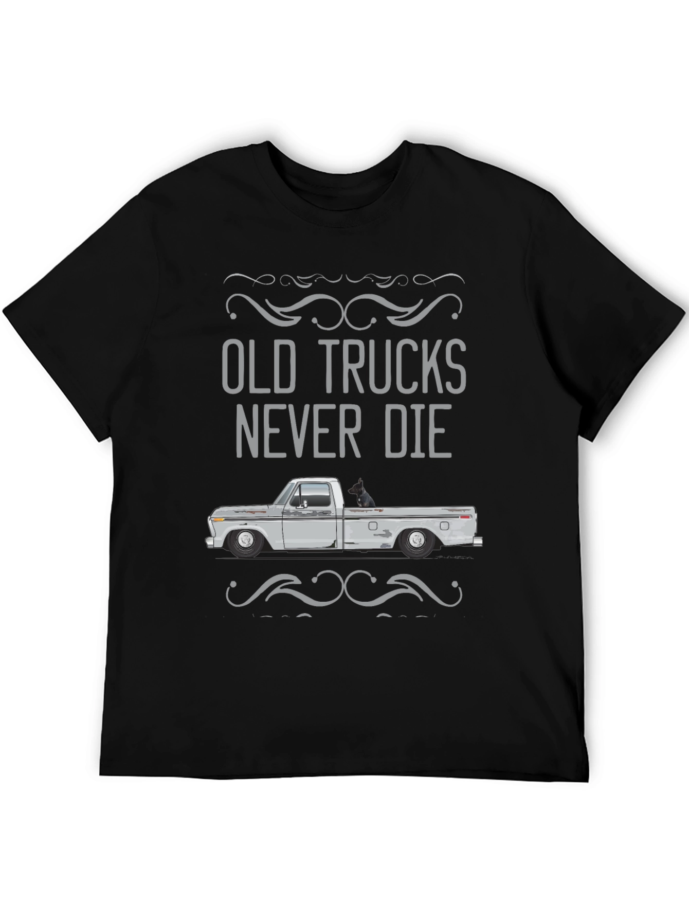 Black Old Trucks Never Die Graphic Tee view 5
