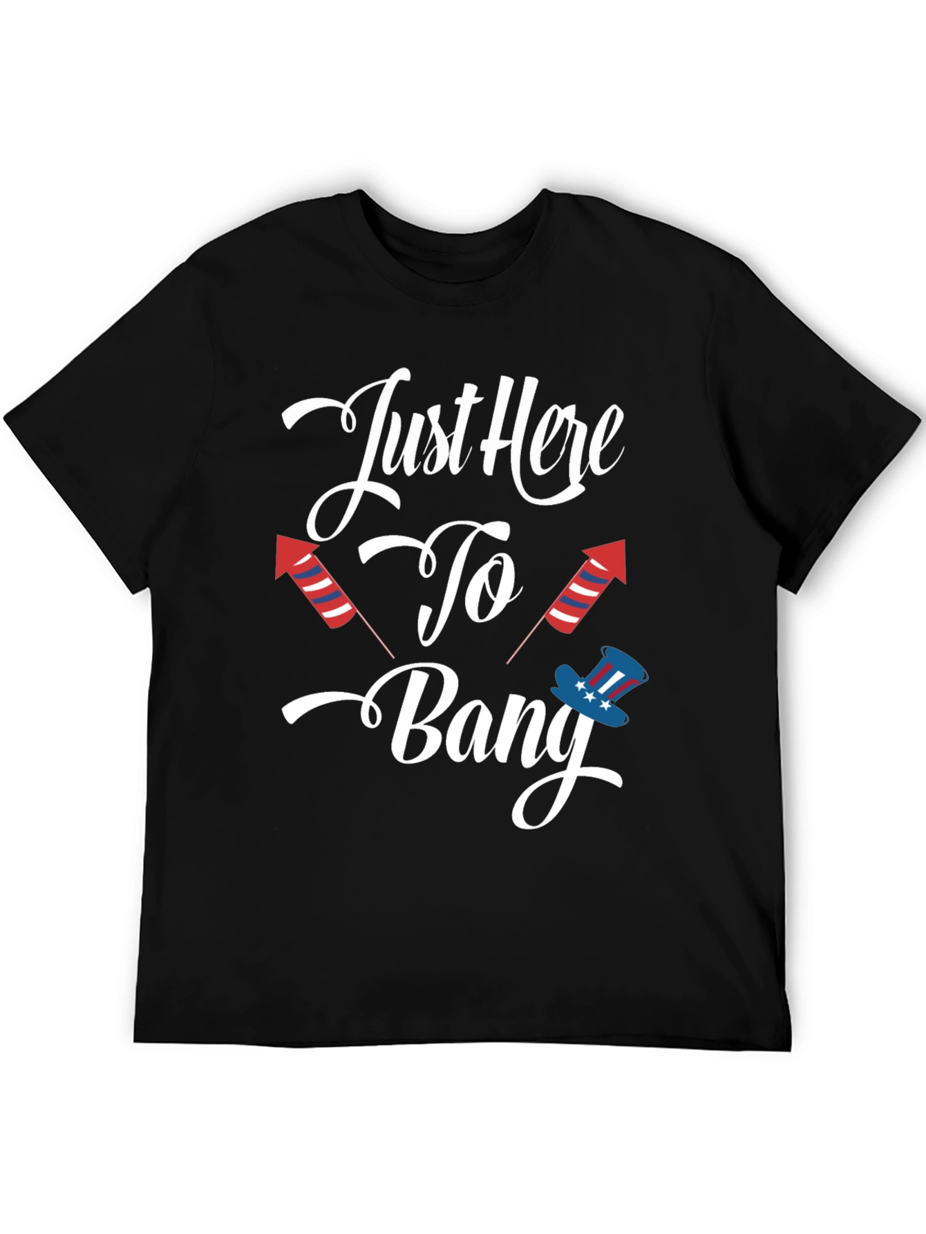 Black Just Here to Bang Patriotic T-Shirt view 5