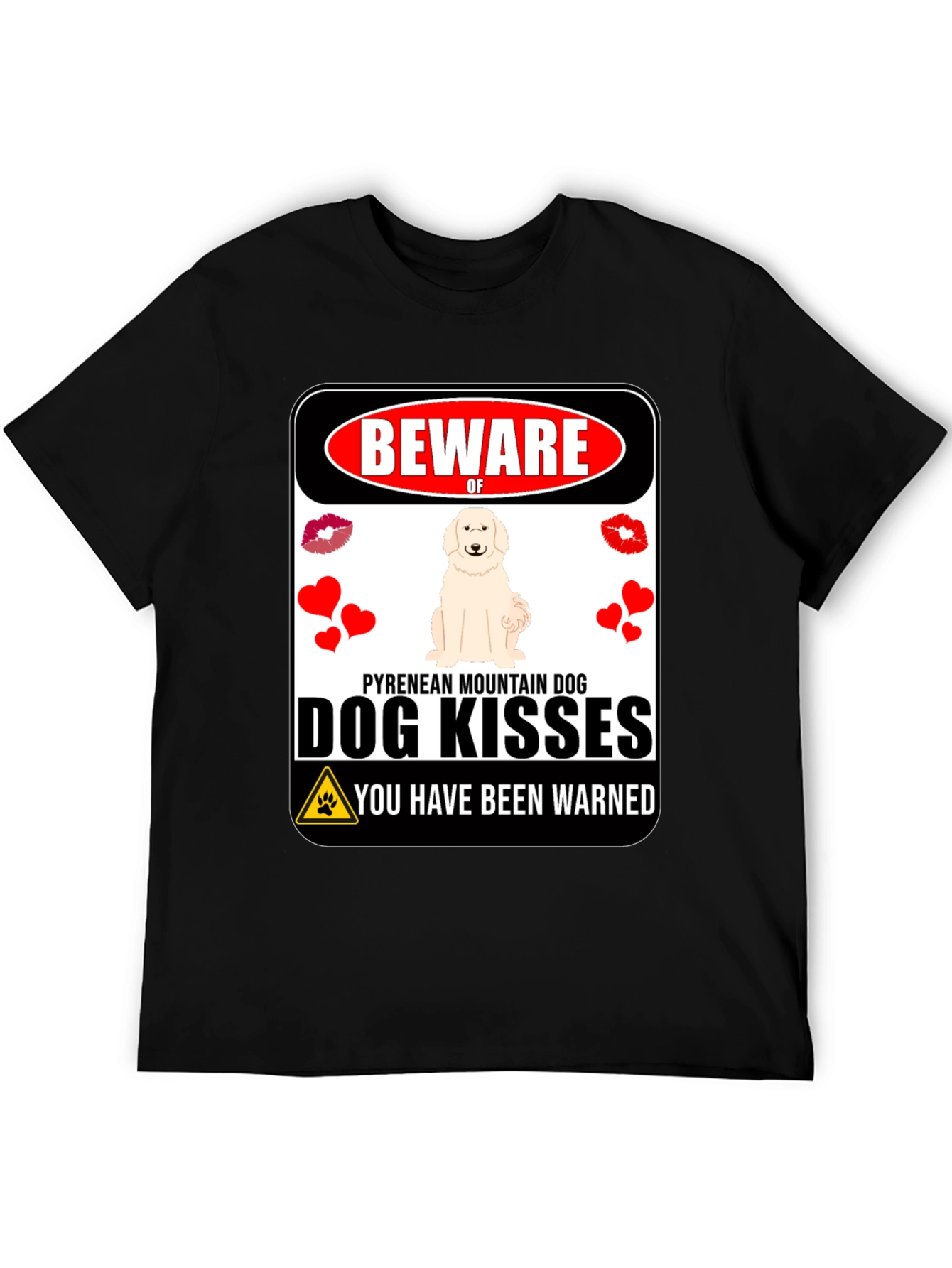 Black Beware of Dog Kisses T-Shirt view 5