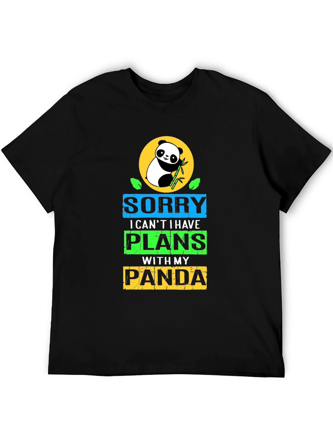 Black Sorry I Have Plans With My Panda T-Shirt view 5