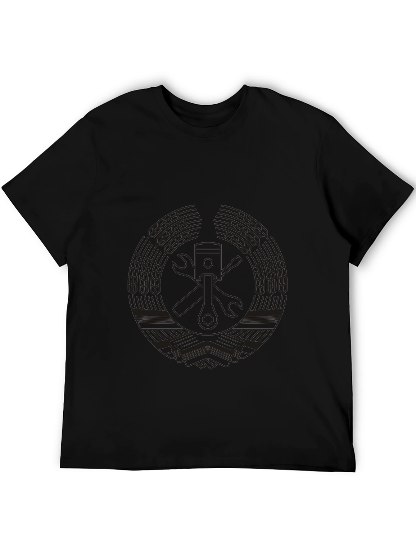 Black Men's Black Graphic Tee - Mechanic Piston view 5