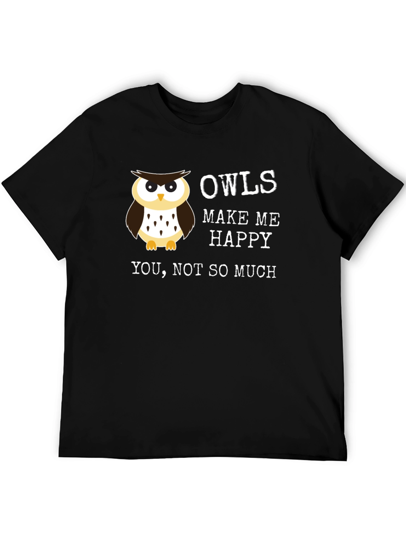 Black Funny Owl T-Shirt - Owls Make Me Happy view 5