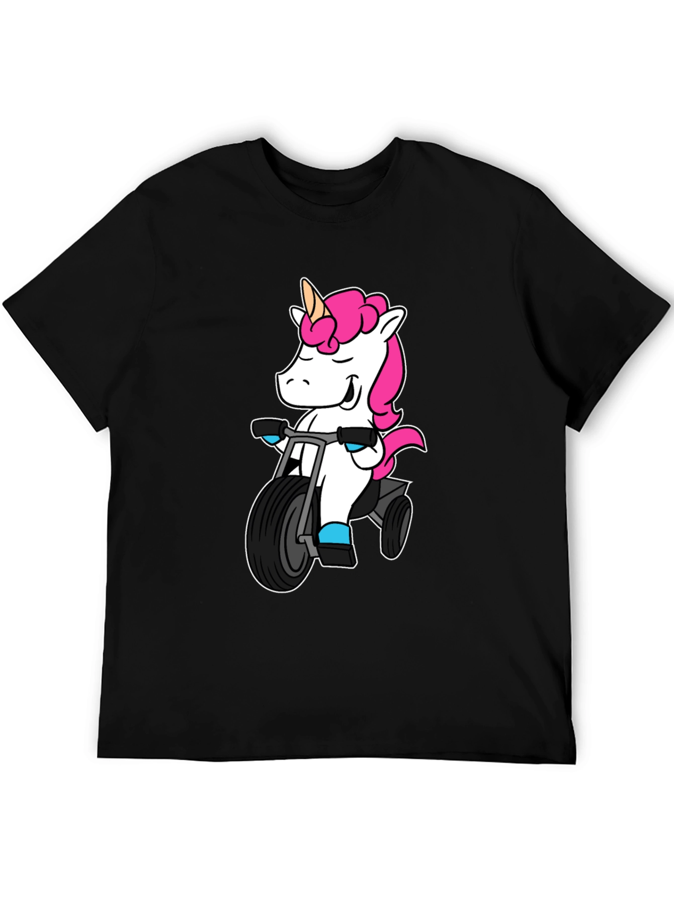 Black Unicorn on Tricycle T-Shirt - Black view 5