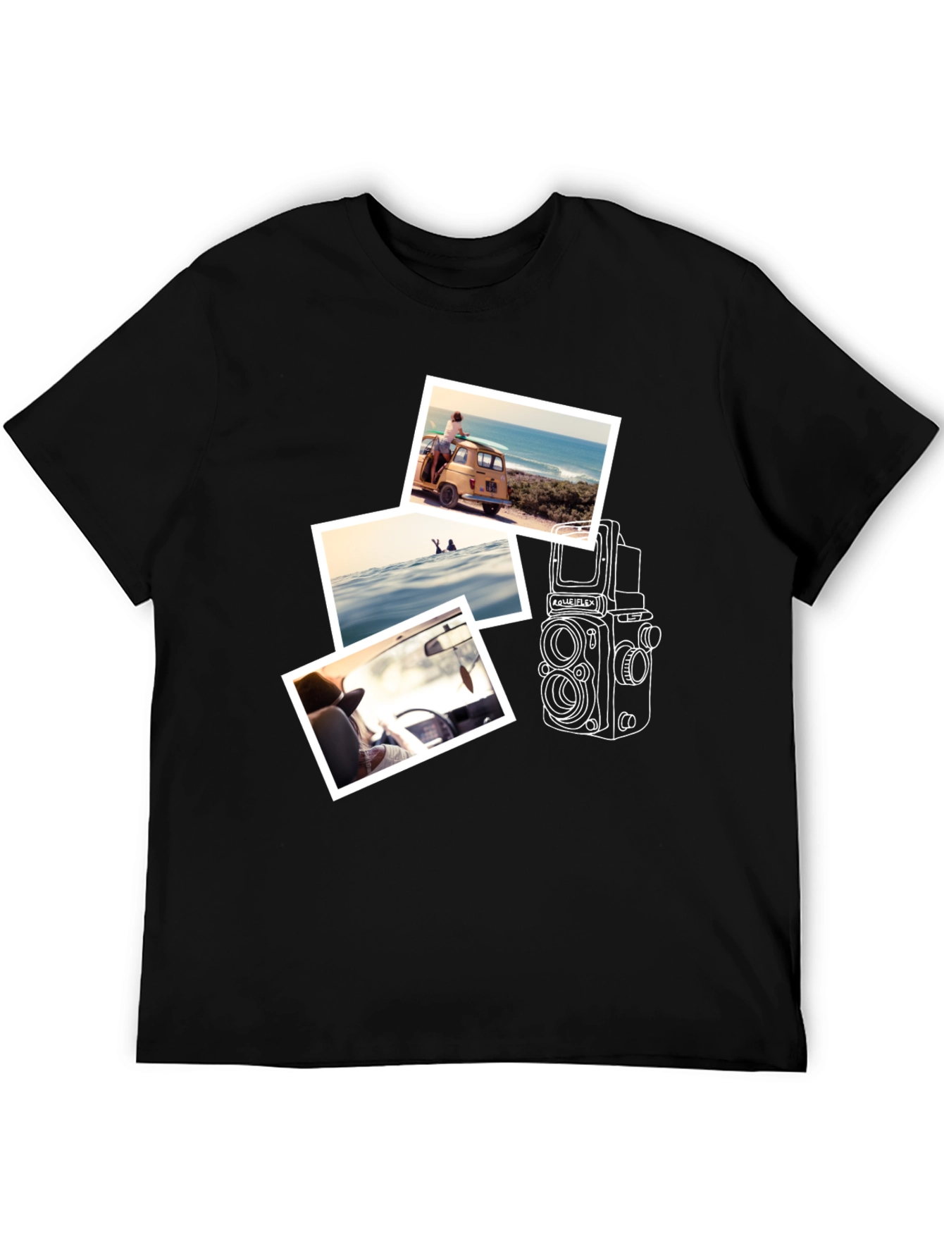 Black Retro Camera & Travel Photo T-Shirt view 5