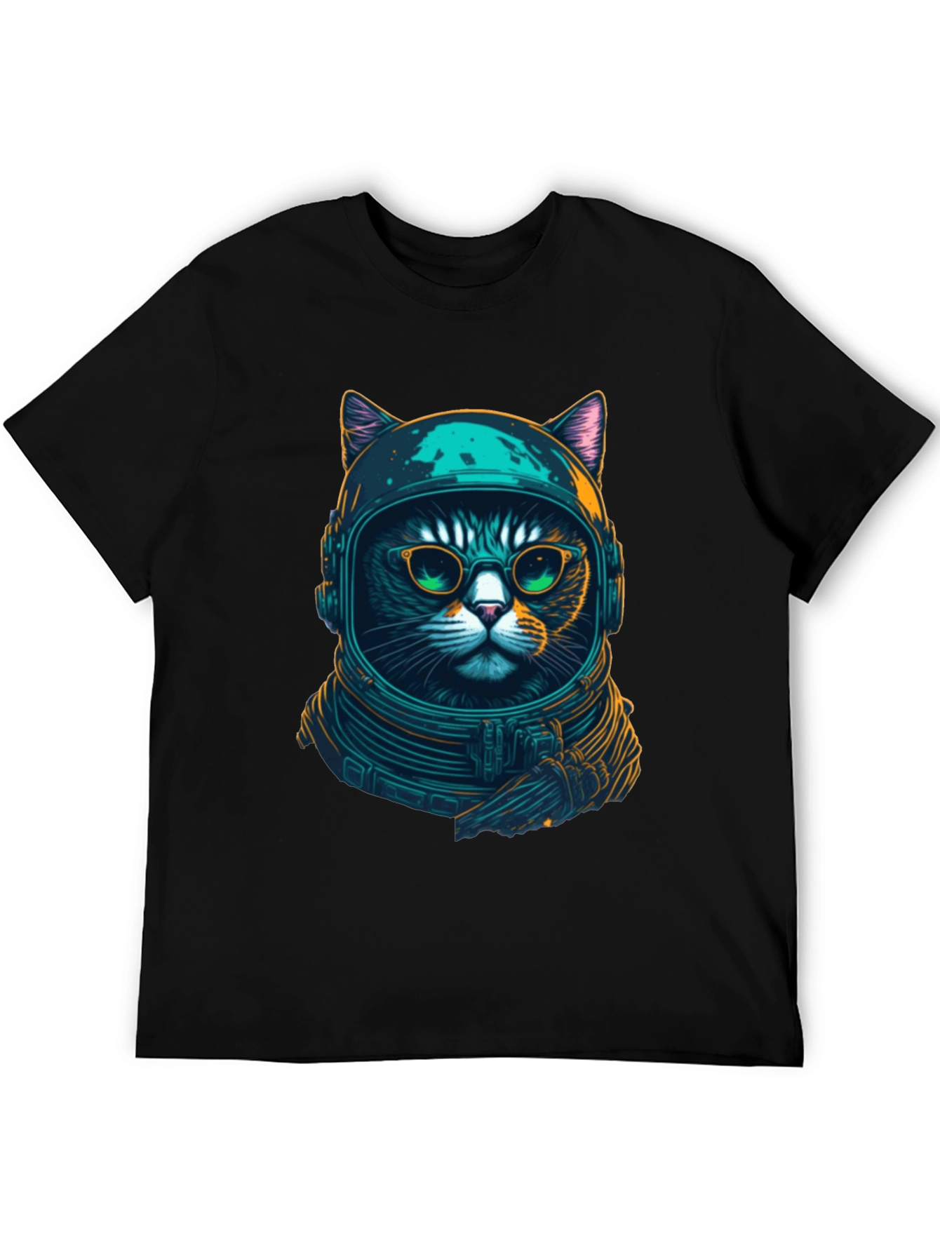 Black Cosmic Cat T-Shirt - Astronaut Kitty Design view 5