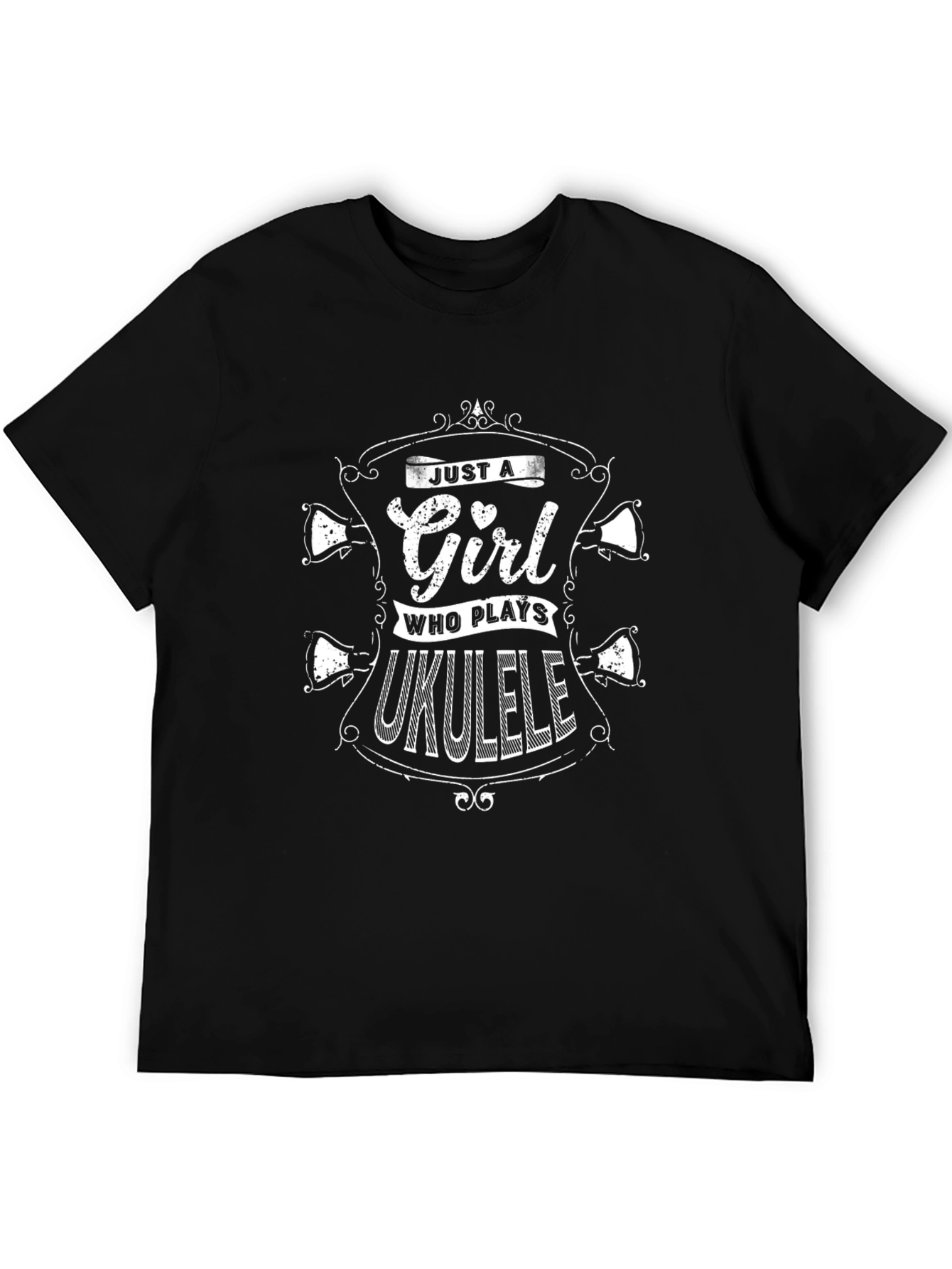 Black Just A Girl Who Plays Ukulele Black T-Shirt view 5
