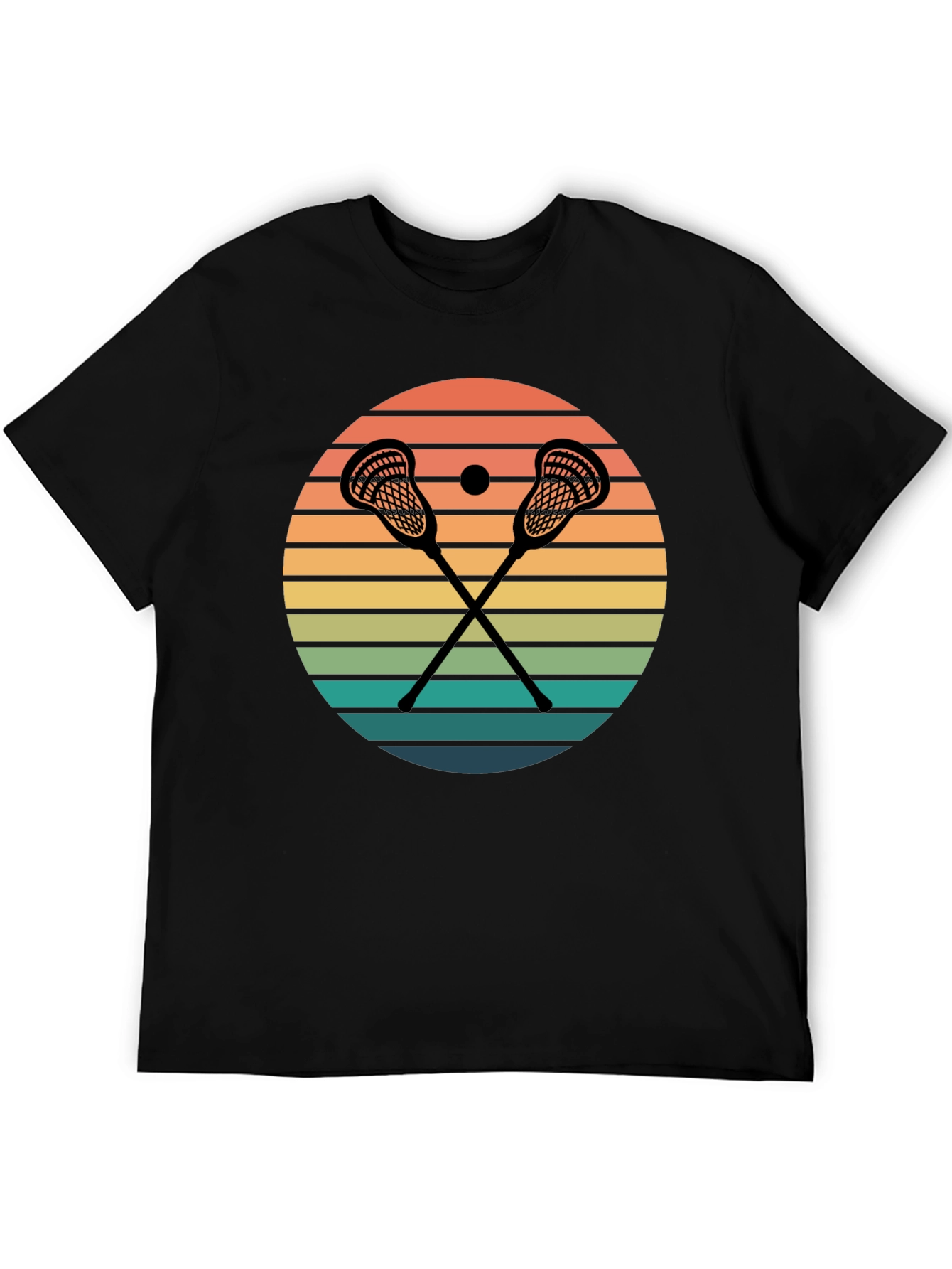 Black Lacrosse Sunset Graphic T-Shirt view 5