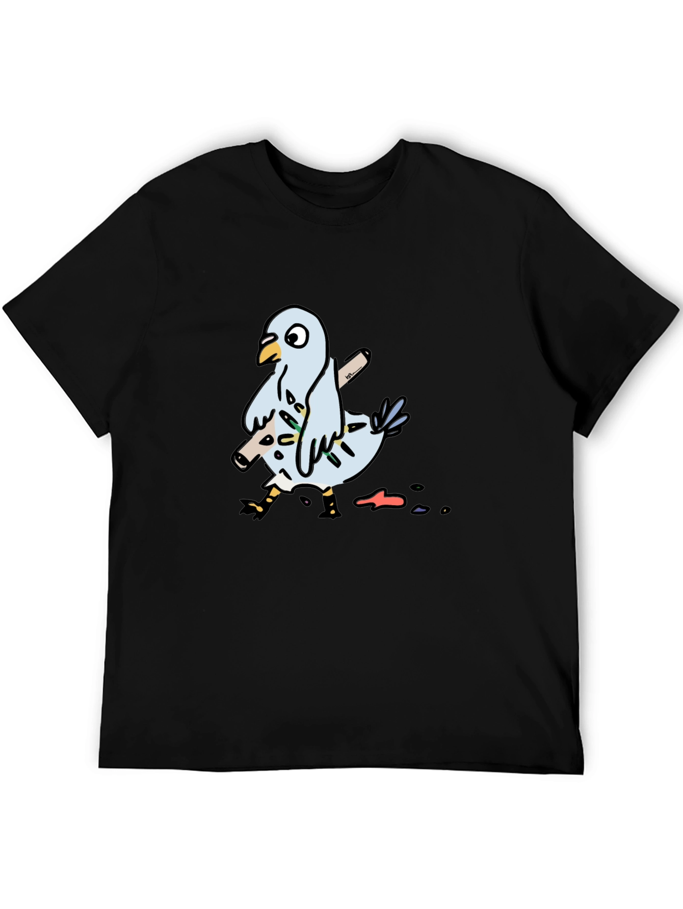 Black Pigeon Graphic Tee - Funny Bird T-Shirt view 5