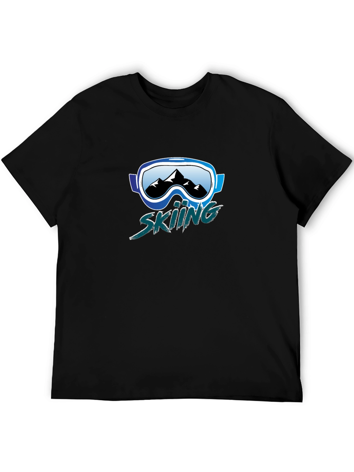 Black Skiing Graphic Tee - Mountain Goggles Design view 5