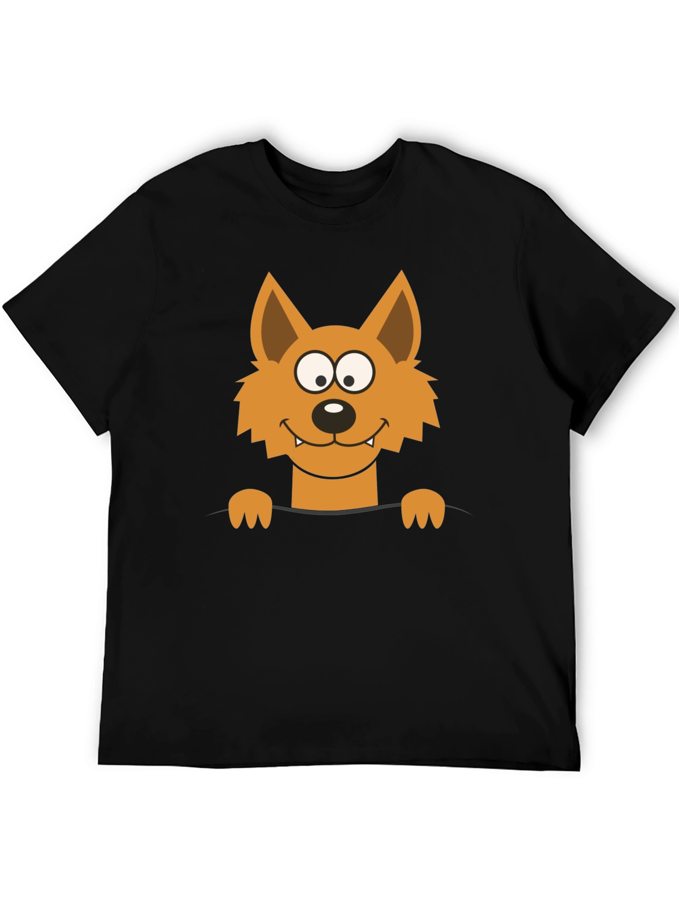 Black Cartoon Fox Graphic Black T-Shirt view 5
