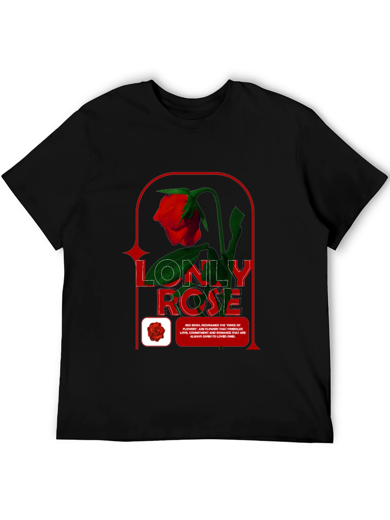 Black Lonely Rose Graphic Tee - Stylish Casual Wear view 5
